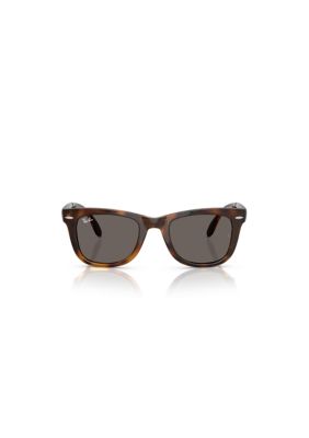 Ray-Ban Men's RB4105 Folding Wayfarer Square 54mm Sunglasses, Grey