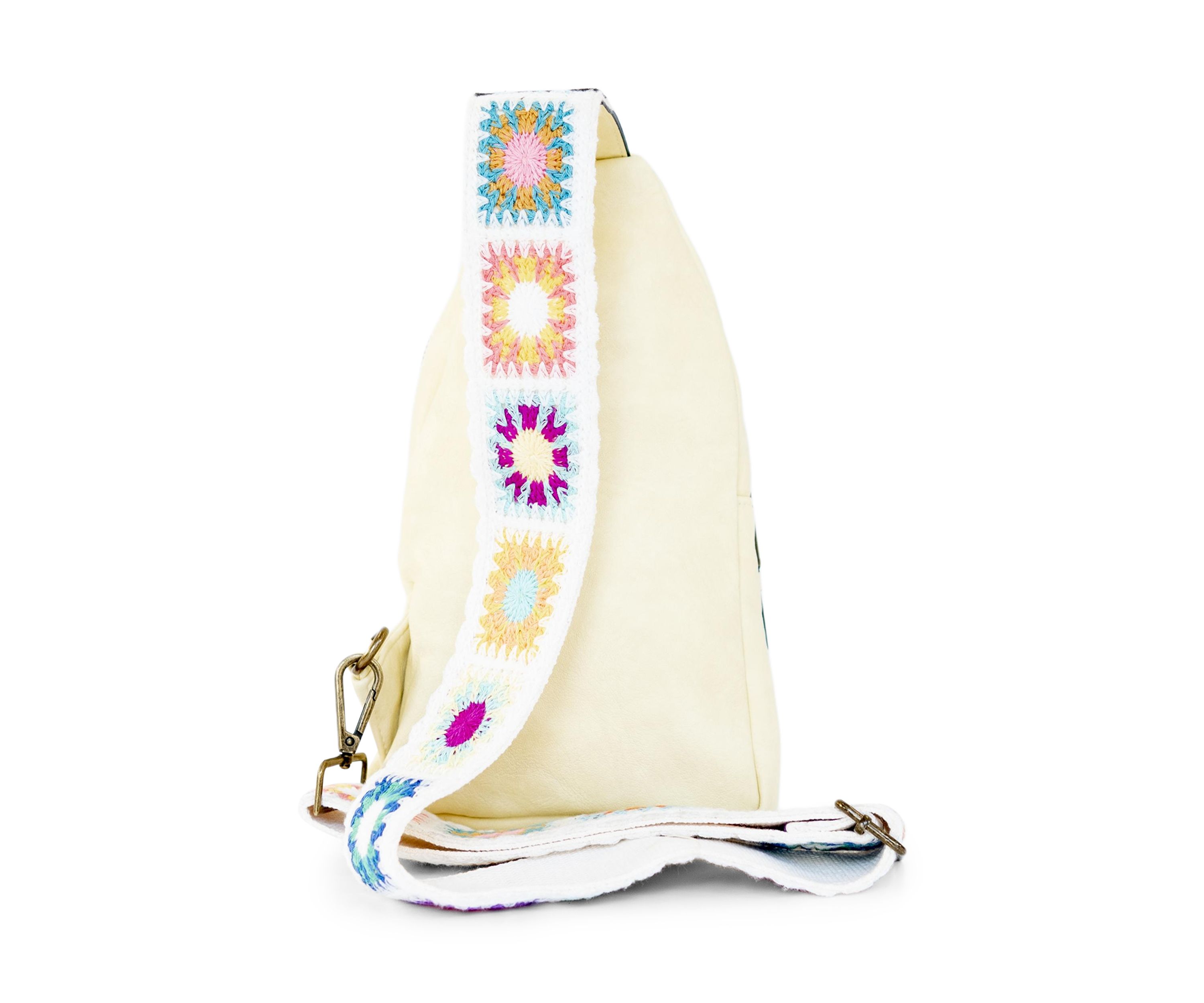 Sling Crossbody Bag with Crochet Strap