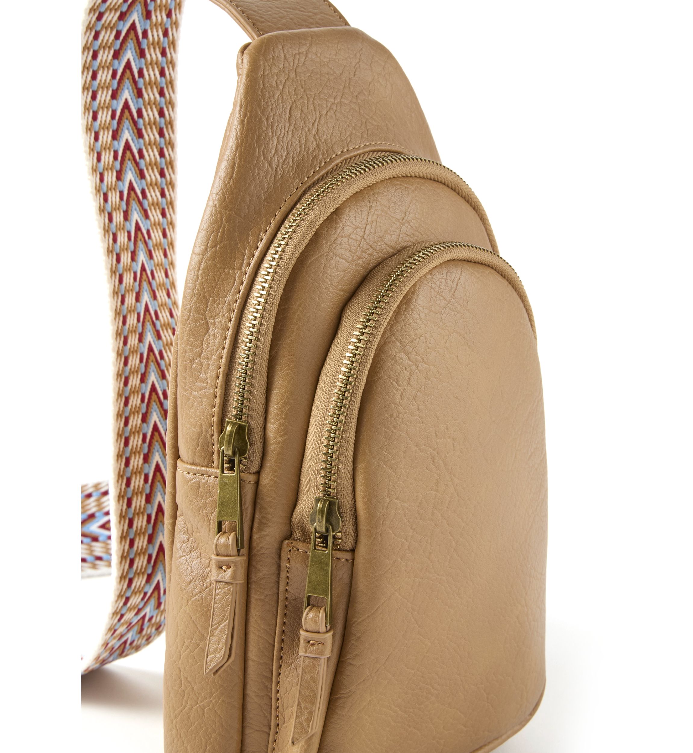 Sling Crossbody Bag with Crochet Strap