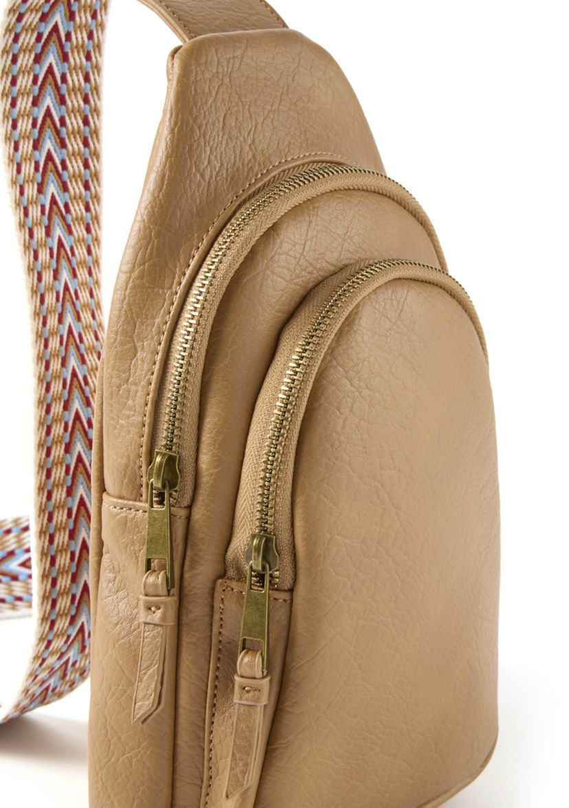Sling Crossbody Bag with Crochet Strap