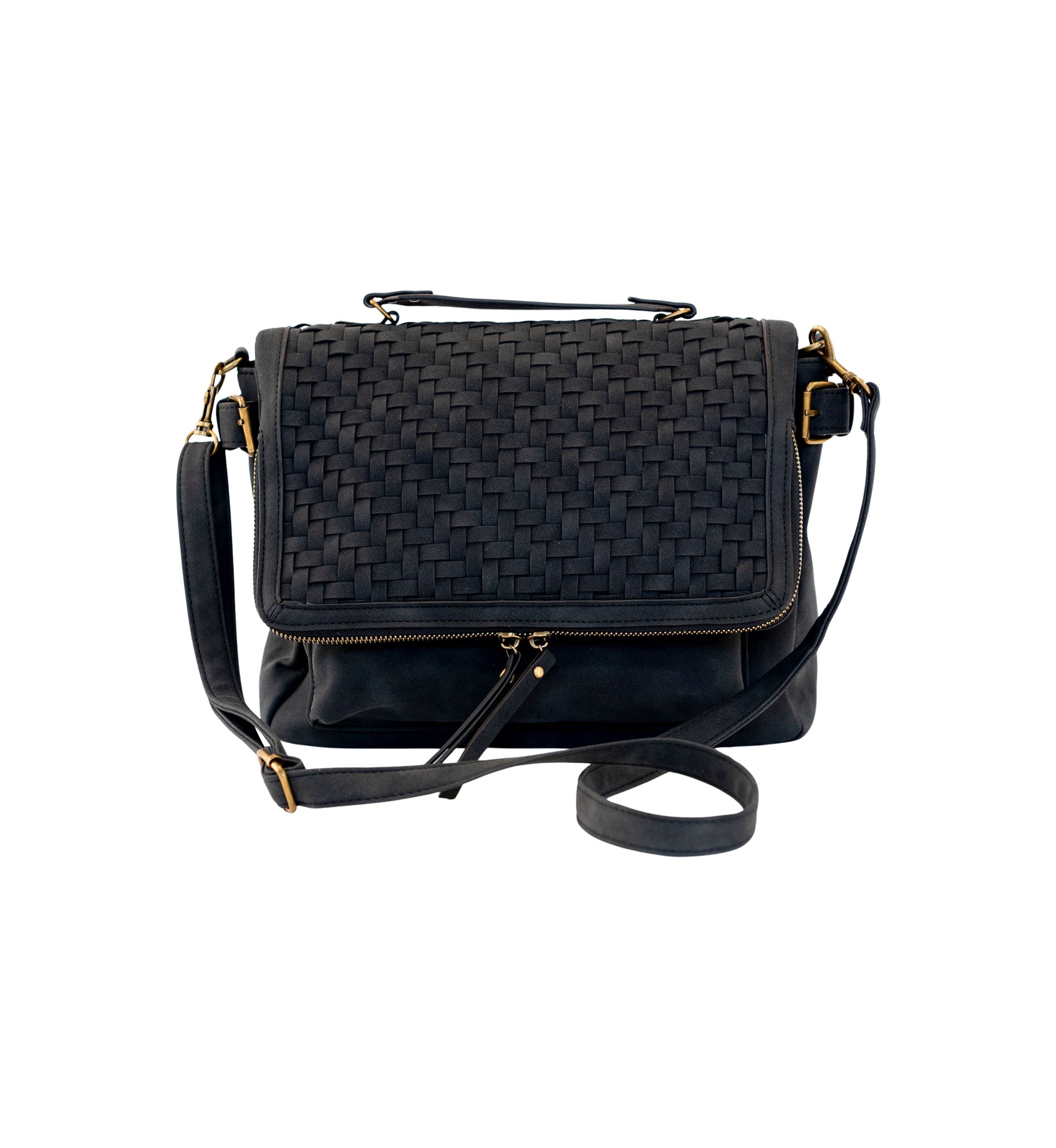 Nubuck Woven Top Handle Crossbody