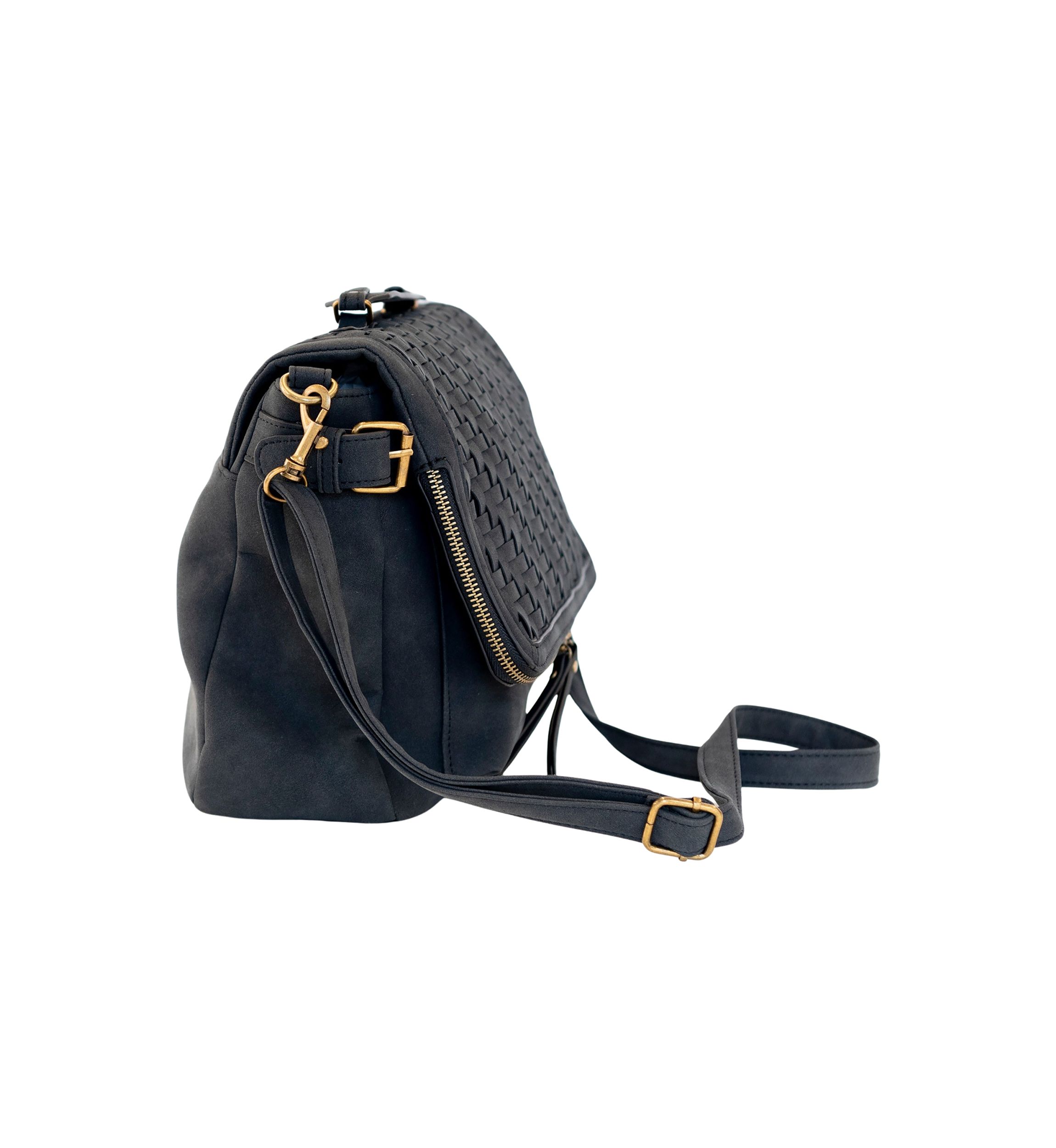 Nubuck Woven Top Handle Crossbody