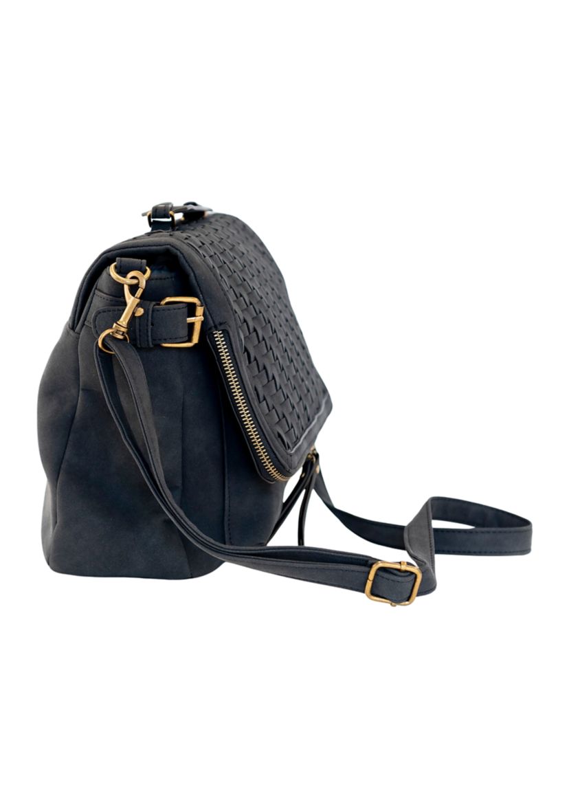 Nubuck Woven Top Handle Crossbody