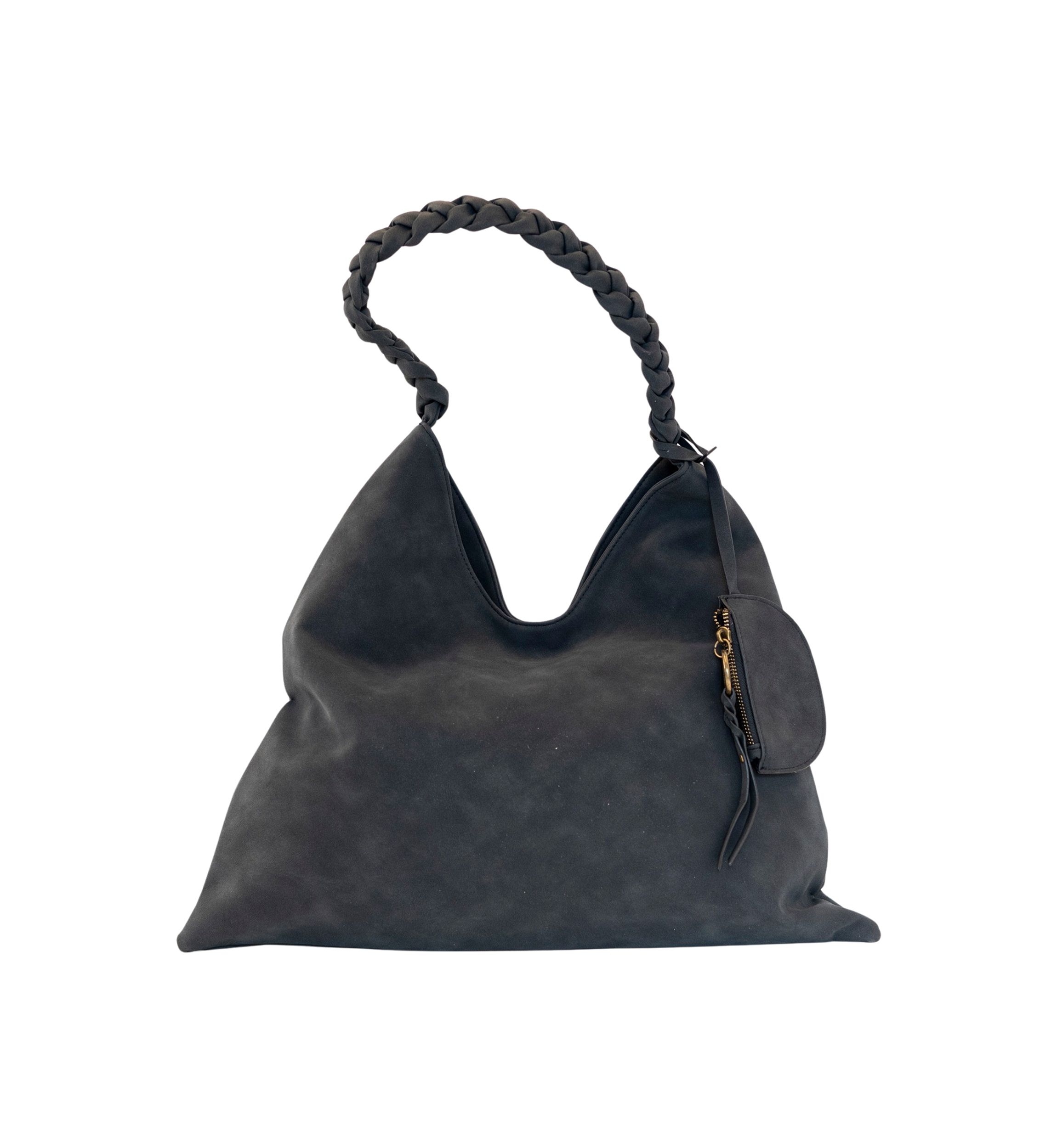 Nubuck Braided Strap Hobo Bag
