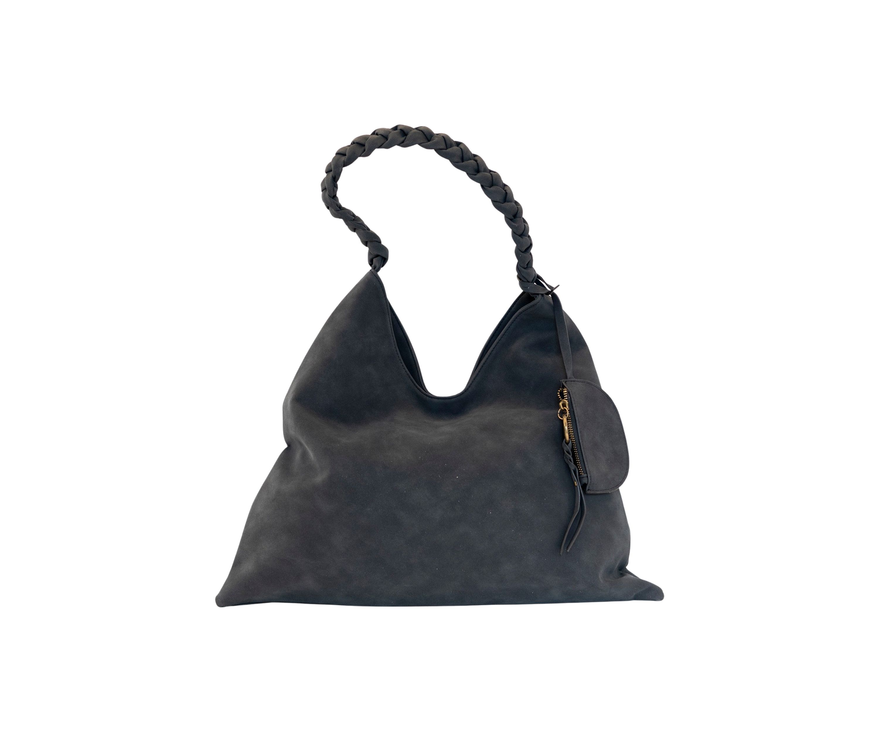 Nubuck Braided Strap Hobo Bag