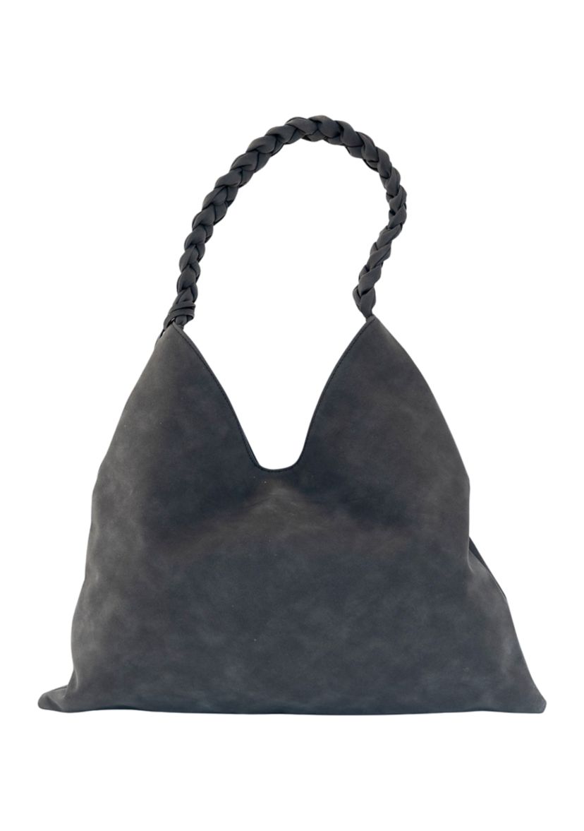 Nubuck Braided Strap Hobo Bag