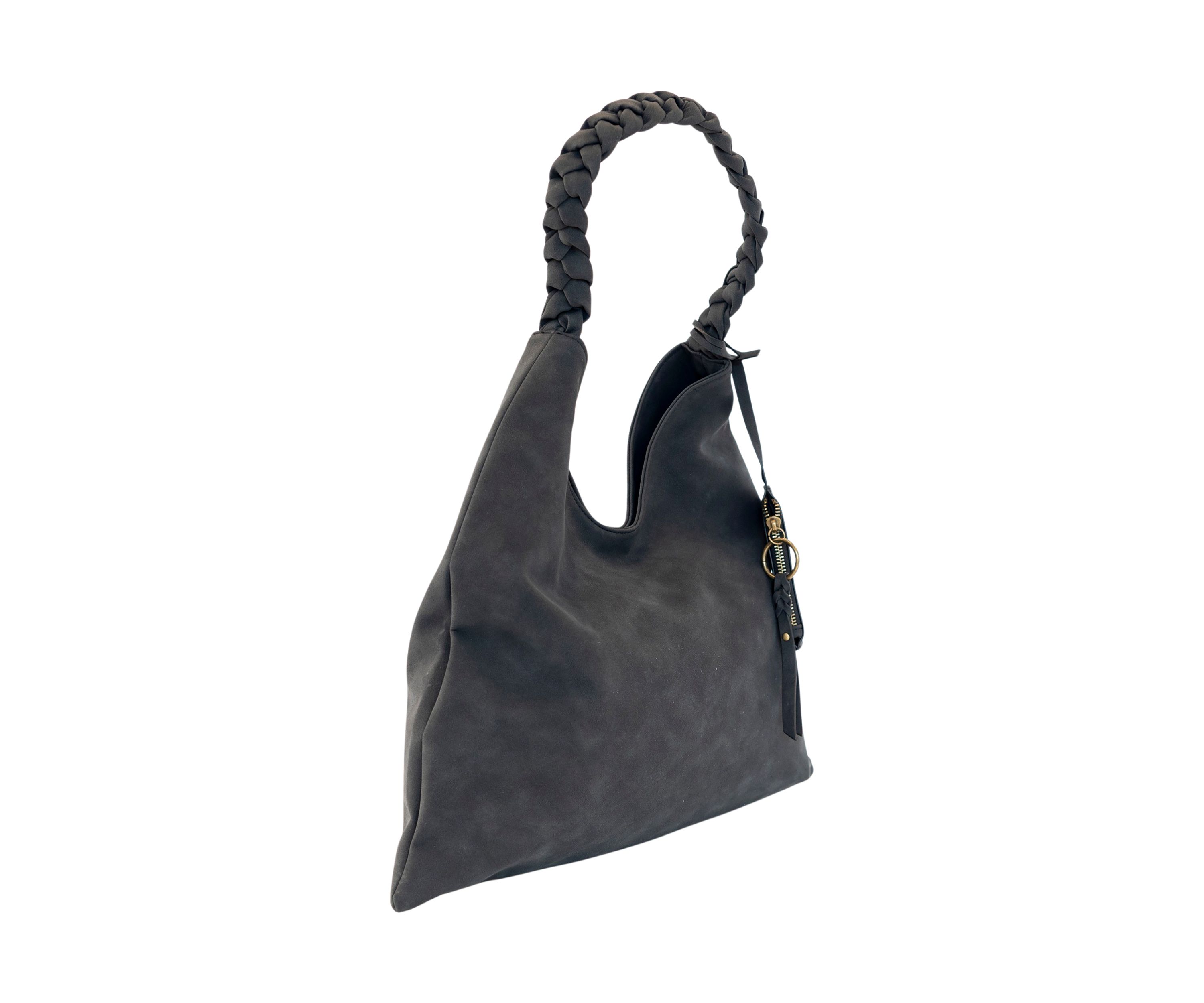 Nubuck Braided Strap Hobo Bag