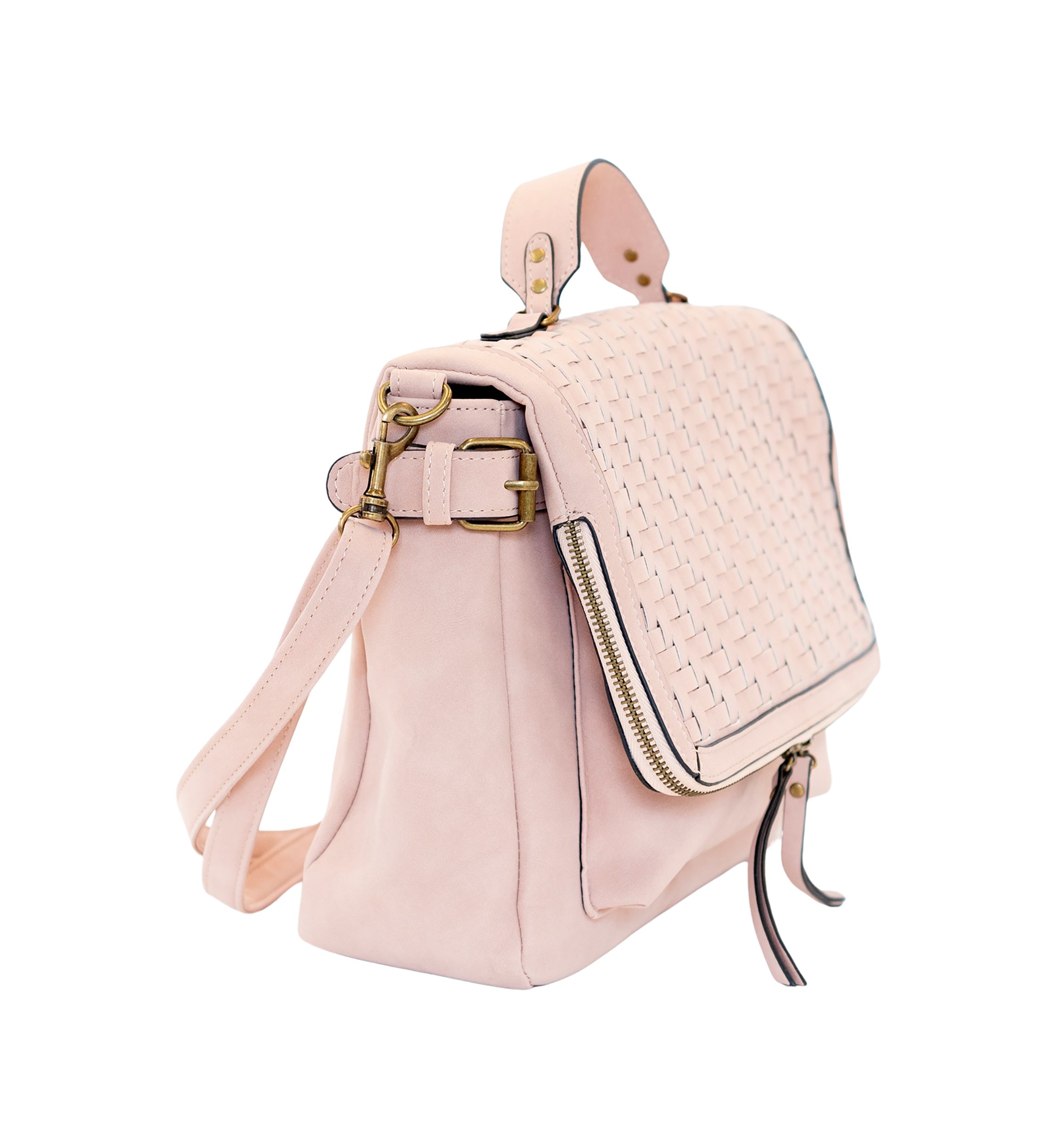 Nubuck Woven Top Handle Crossbody