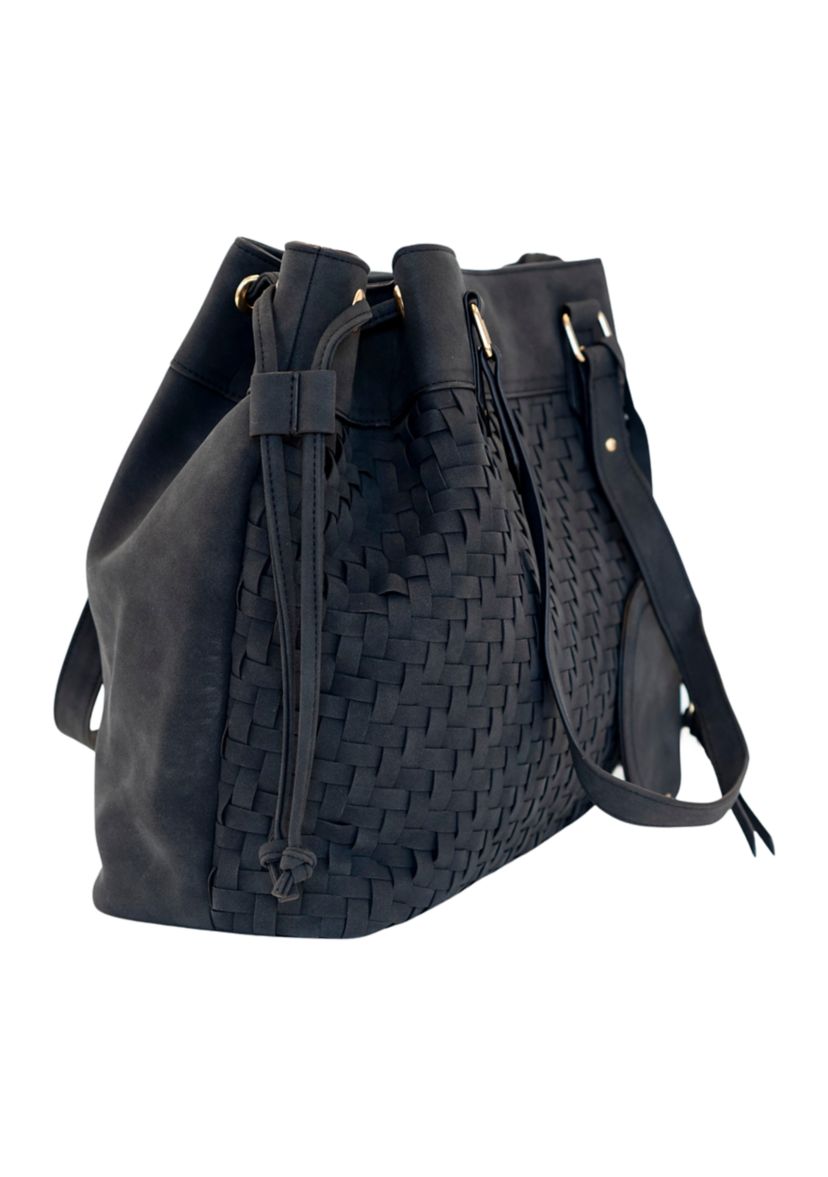 Nubuck Woven Triple Compartment Tote