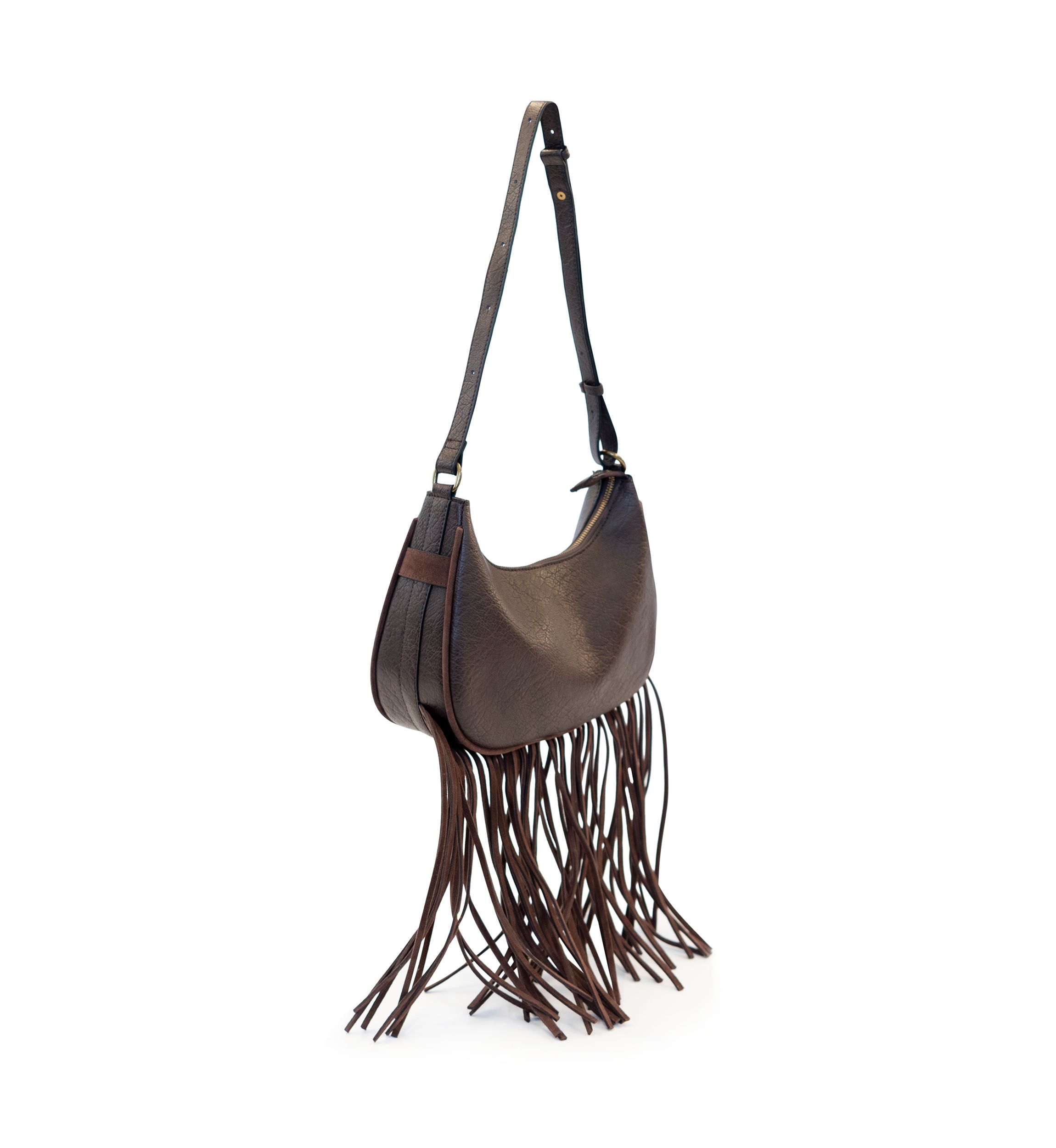 Fringe Crescent Crossbody Bag
