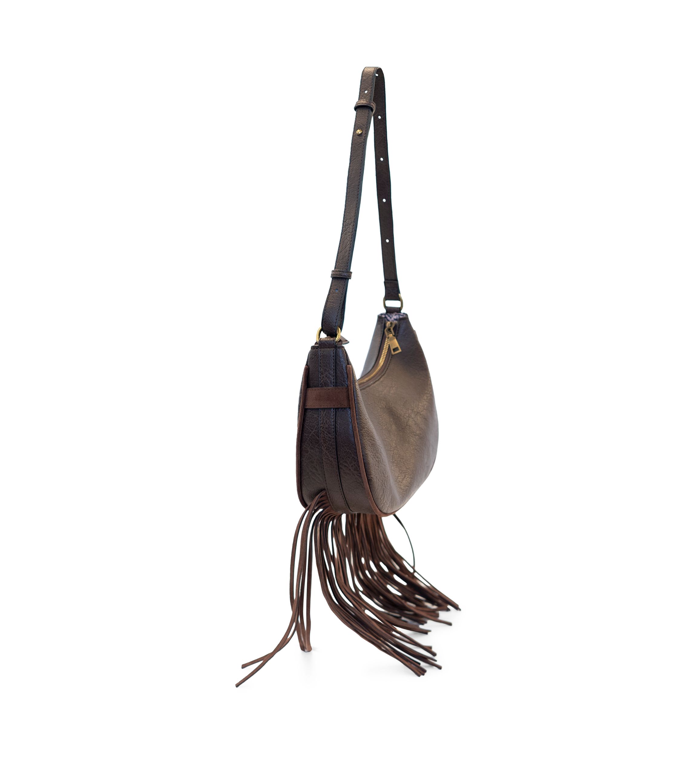 Fringe Crescent Crossbody Bag