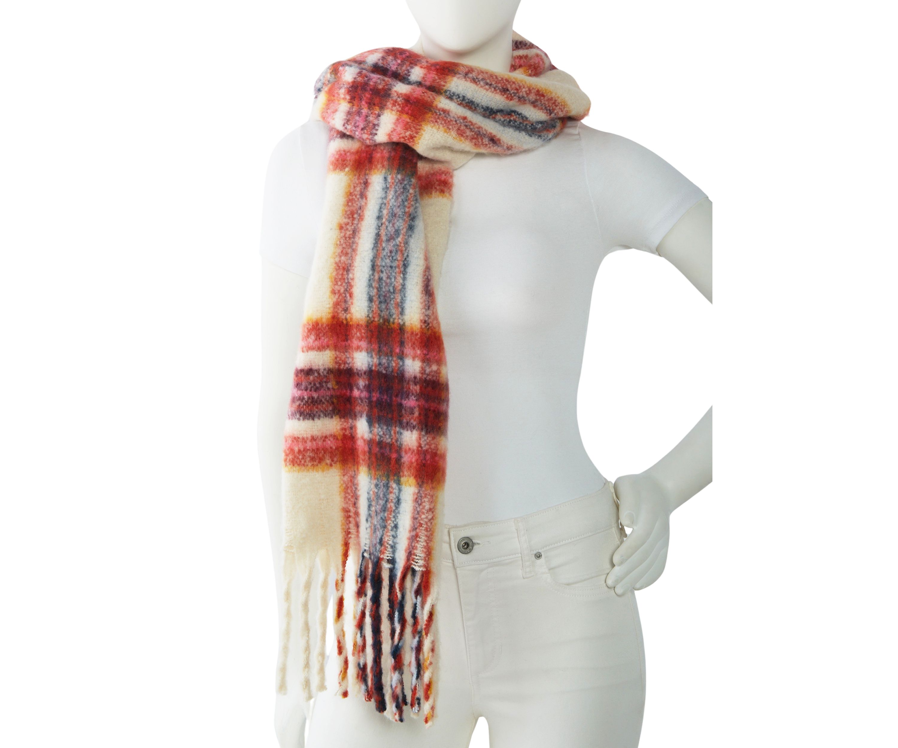 Womens Plaid Noodle Scarf
