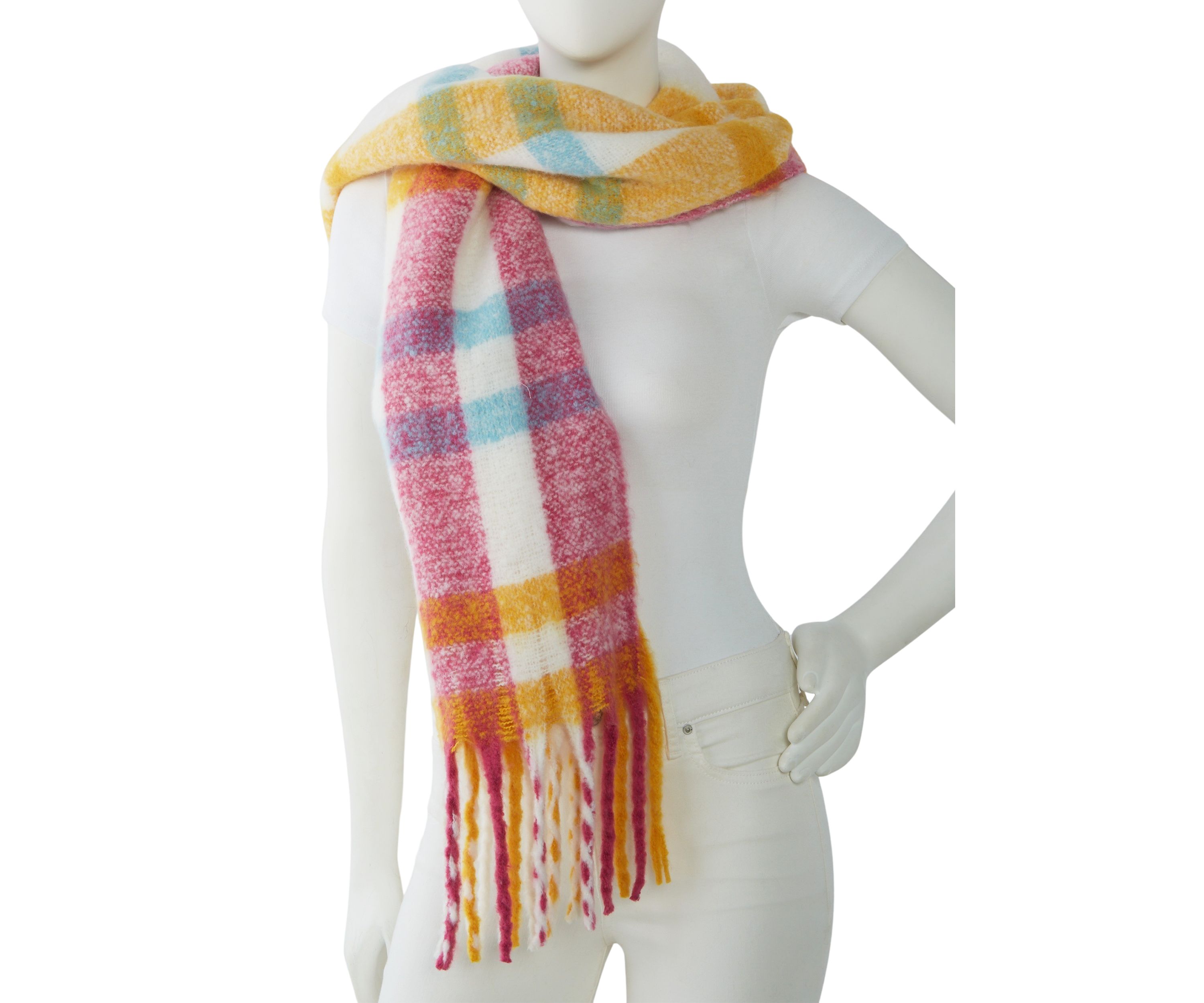 Womens Plaid Noodle Scarf