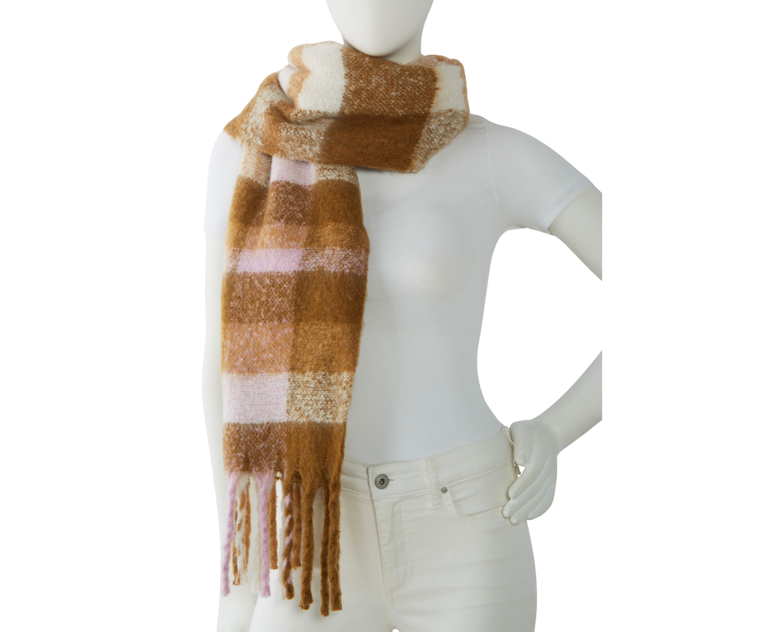 Womens Plaid Noodle Scarf