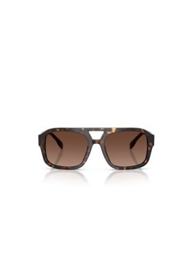 Tory Burch Women's TY7224U Aviator 55mm Sunglasses, Light Brown