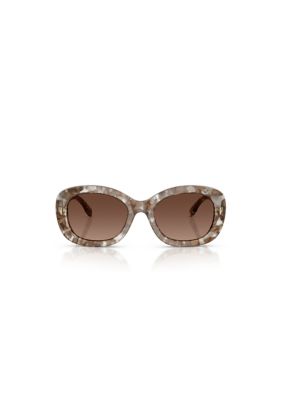 Tory Burch Women's TY7226U Oval 52mm Sunglasses, Light Brown
