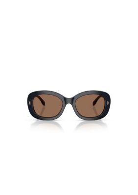 Tory Burch Women's TY7226U Oval 52mm Sunglasses, Blue