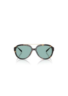 Tory Burch Women's TY7230U Aviator 56mm Sunglasses, Green