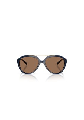 Tory Burch Women's TY7230U Aviator 56mm Sunglasses, Brown