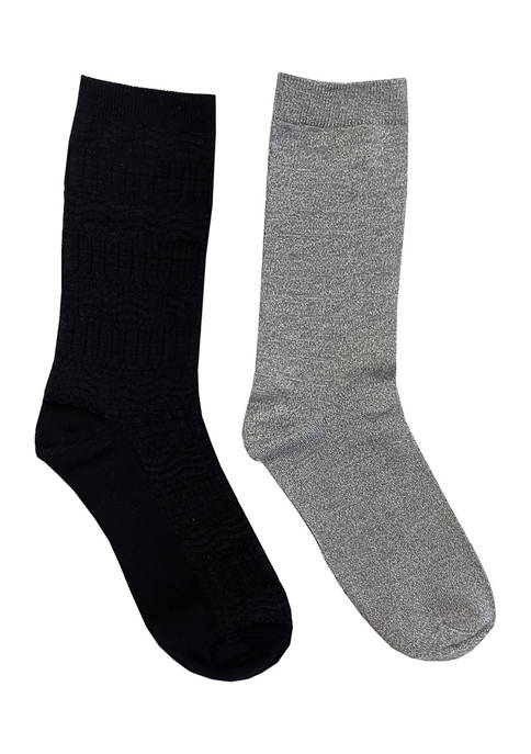 2 Pack All Over Texture Crew Socks 