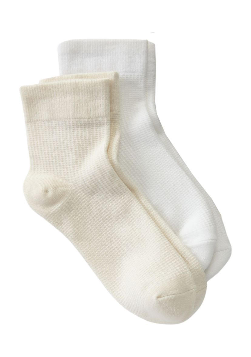 Bamboo Waffle Texture Anklet Socks - 2 Pack
