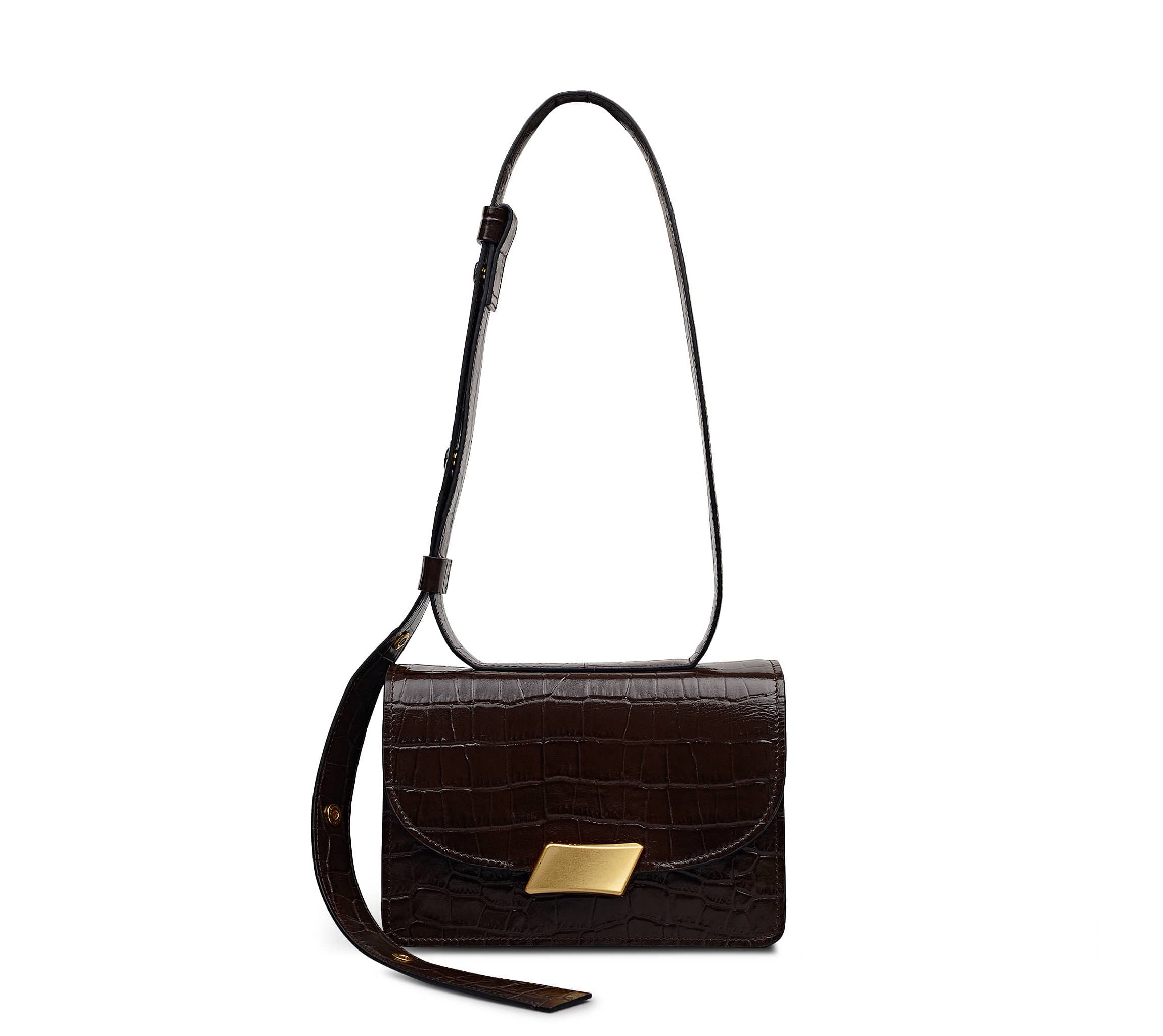 The Belsize - Faux Crocsmall Flapover Shoulder