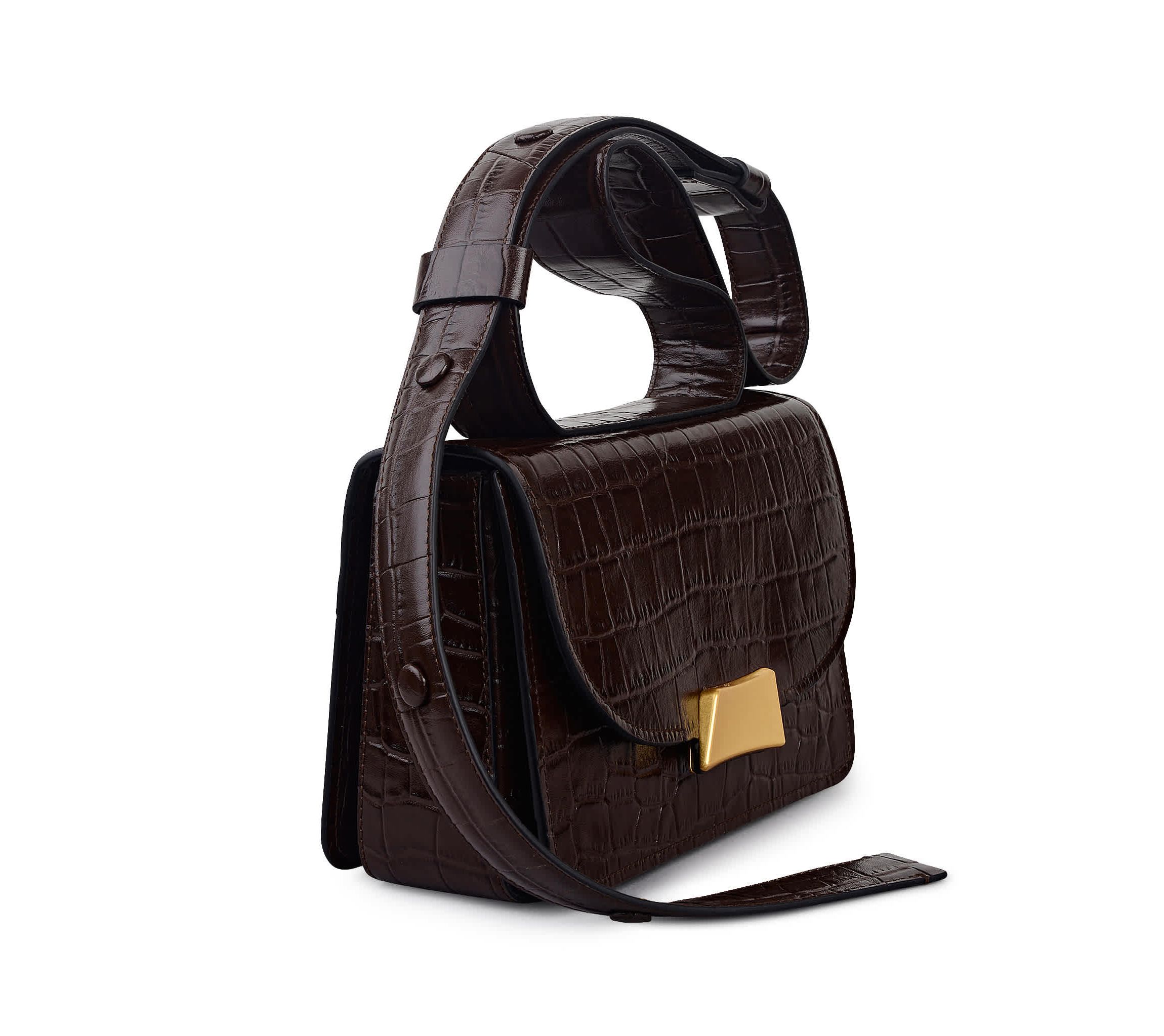 The Belsize - Faux Crocsmall Flapover Shoulder