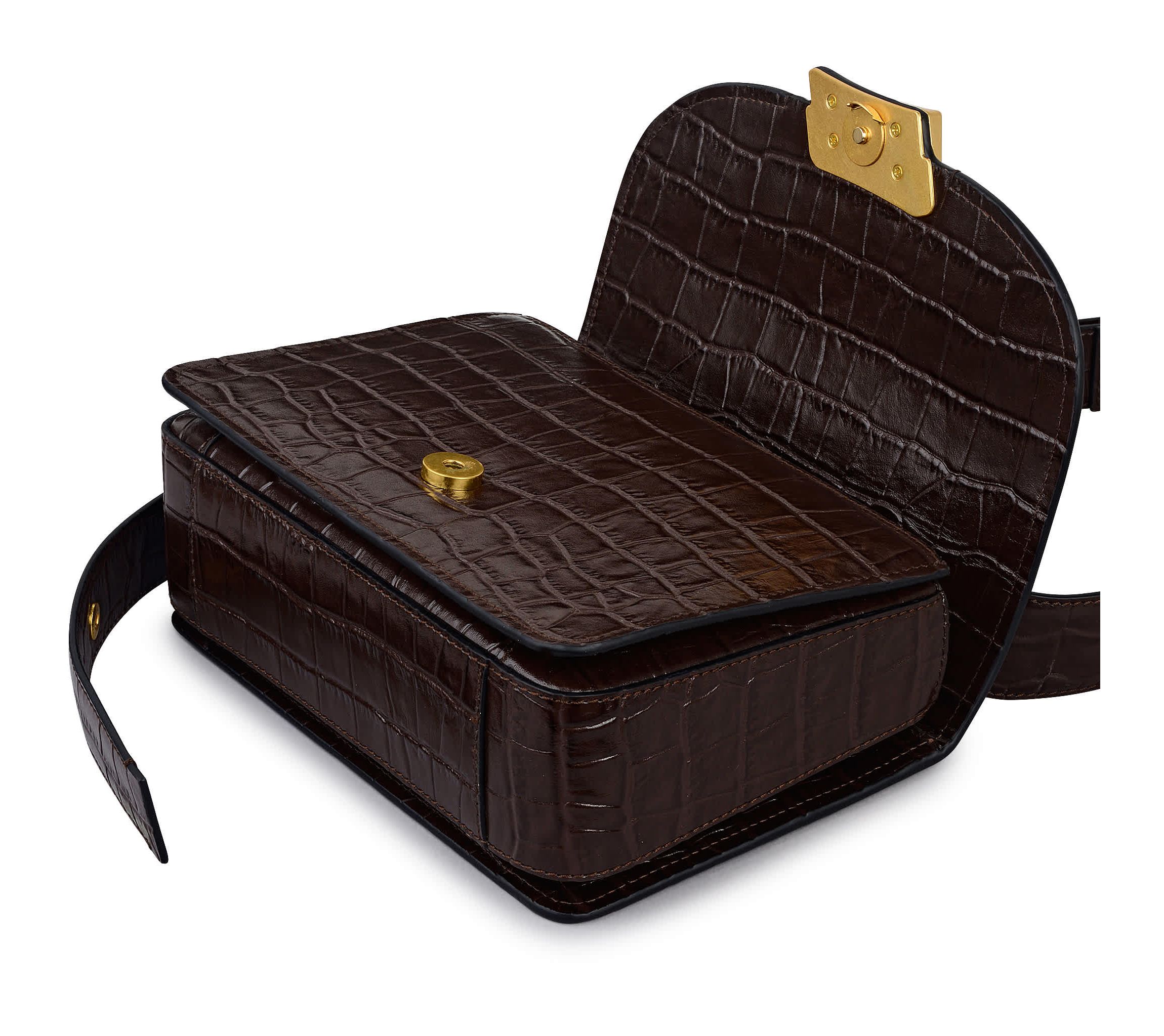 The Belsize - Faux Crocsmall Flapover Shoulder