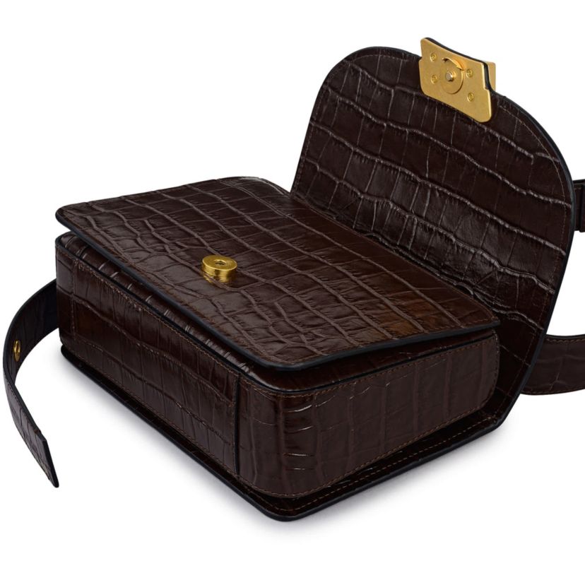 The Belsize - Faux Crocsmall Flapover Shoulder