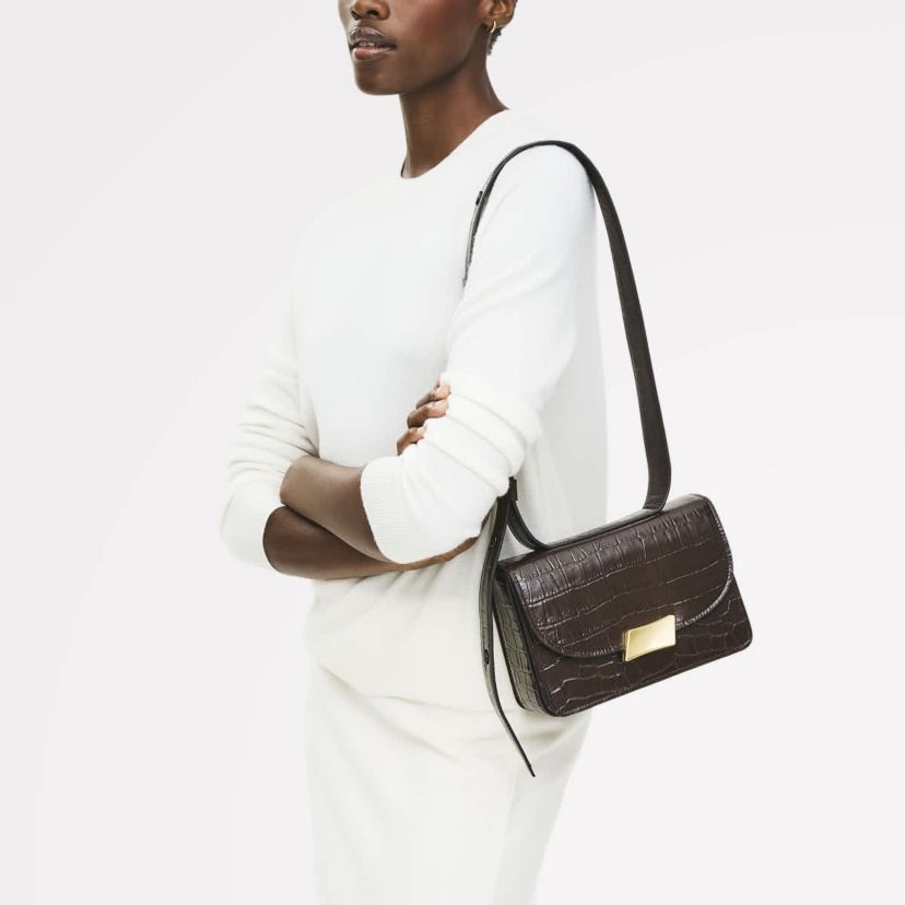The Belsize - Faux Crocsmall Flapover Shoulder