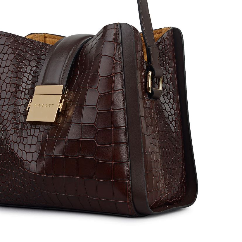 Sloane Mews Faux Croc Small Ziptop Cross Body
