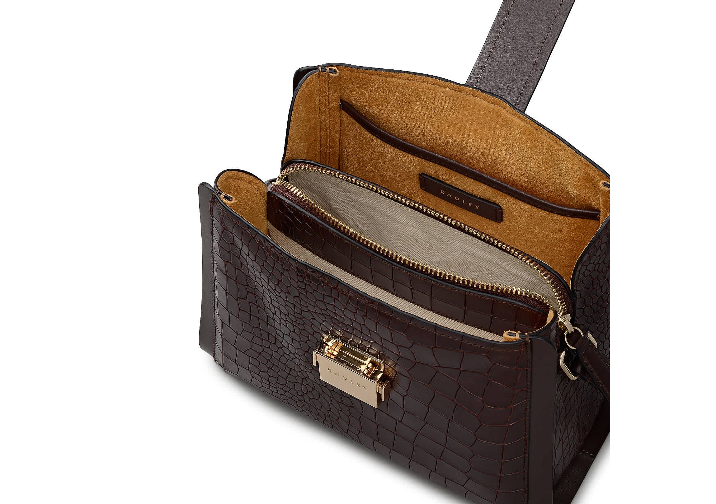 Sloane Mews Faux Croc Small Ziptop Cross Body