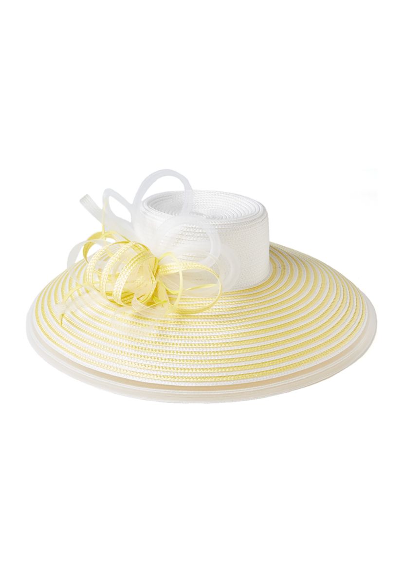 Stripe Sheer Wide Brim Hat