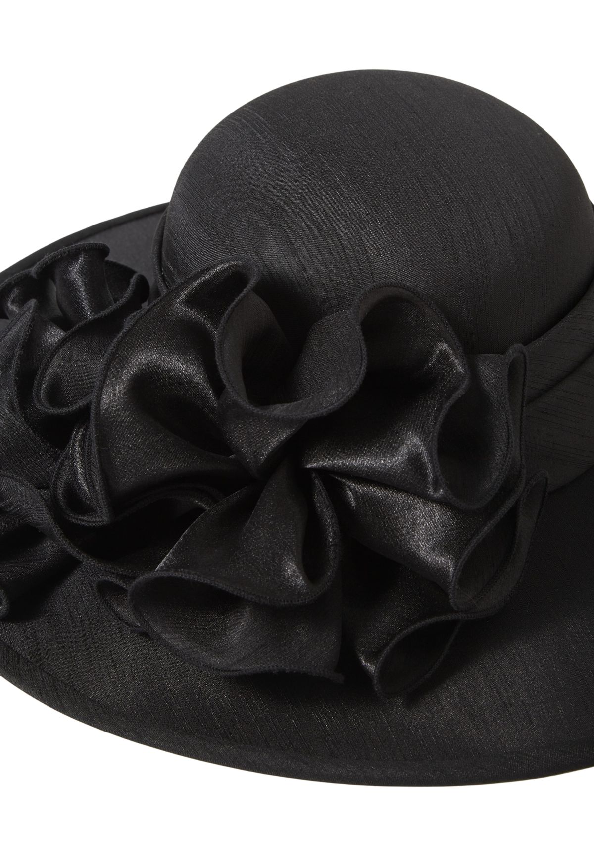 Shantung Wide Brim Hat with Rosettes