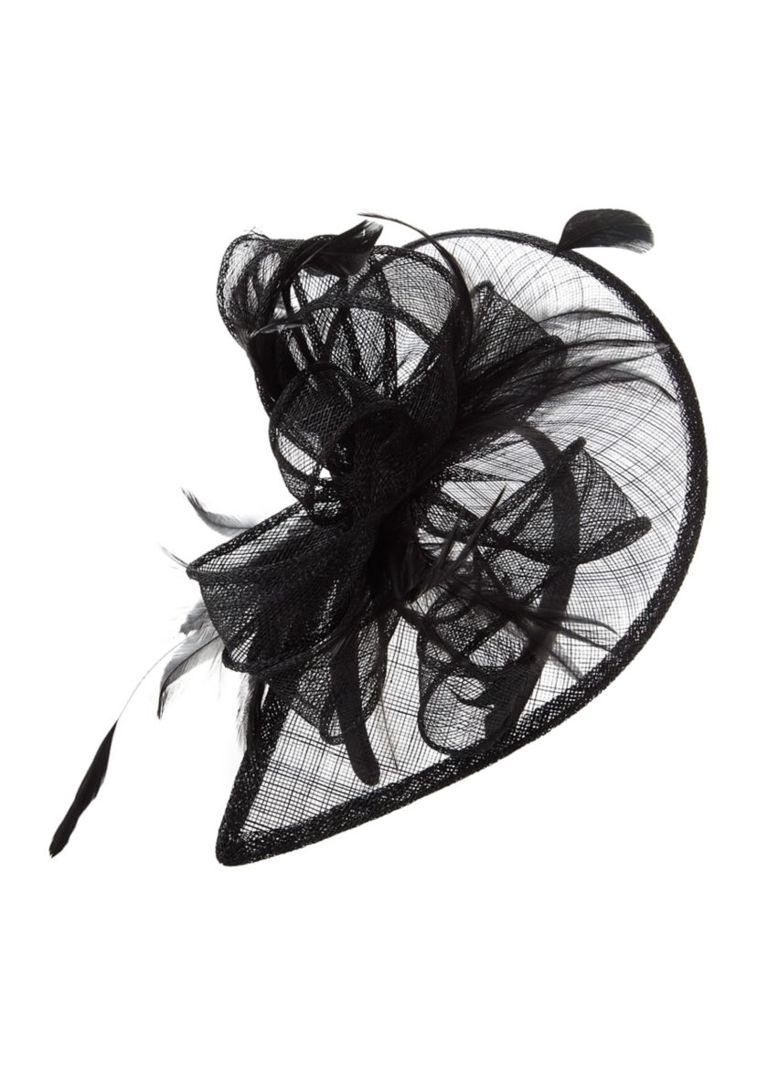 Sinamay Fascinator Hat with Feather Trim