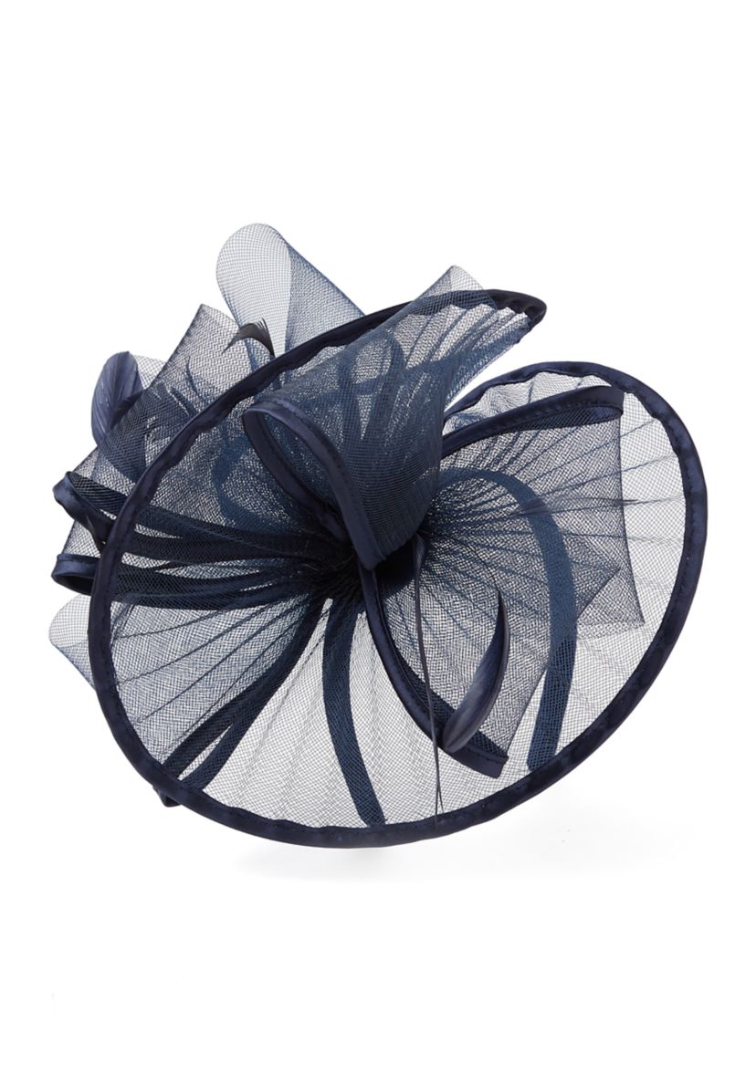Bellissima Collection Navy Teal Ivory Feather Fascinator Headband Miss Blue Belle - Daisy and Claudette main image 2