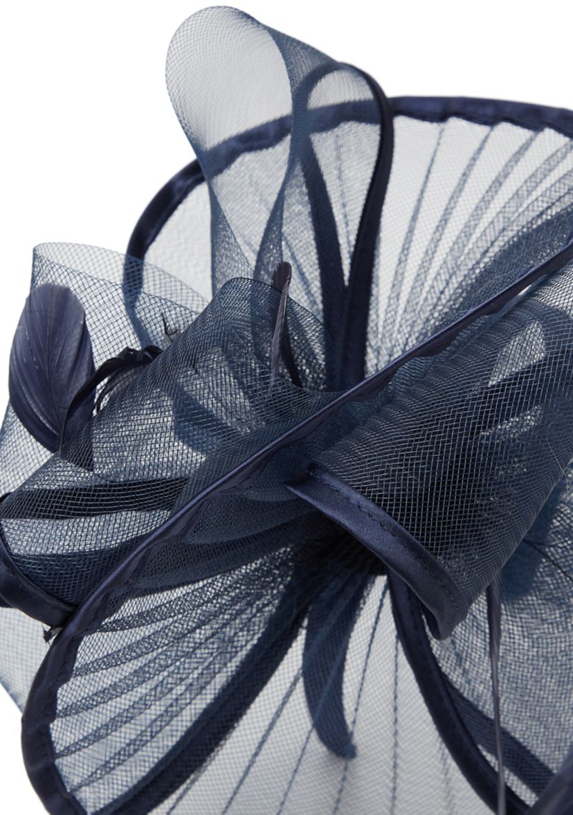 Bellissima Collection Navy Teal Ivory Feather Fascinator Headband Miss Blue Belle - Daisy and Claudette main image 3