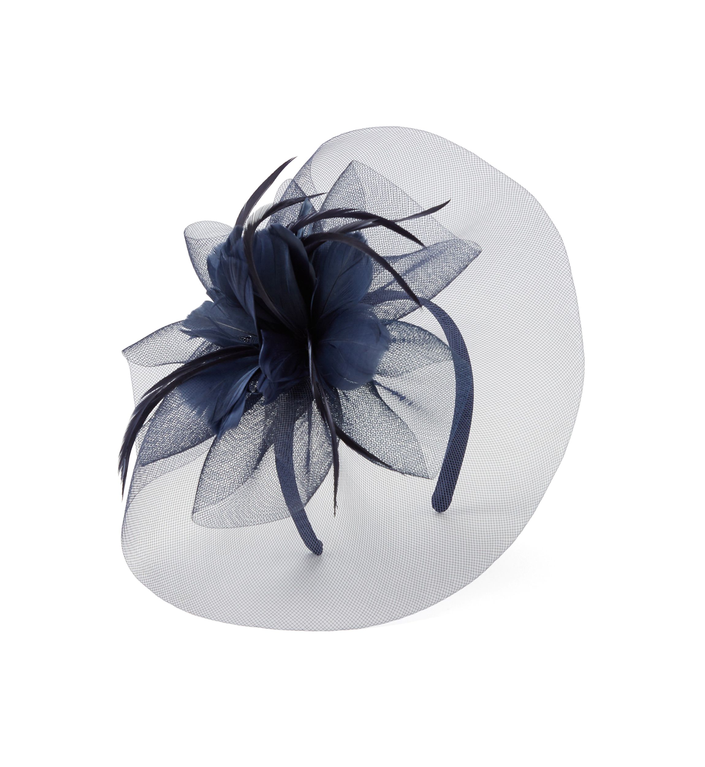 Bellisima Feather Flower Net Fascinator Headband | Belk display picture 3