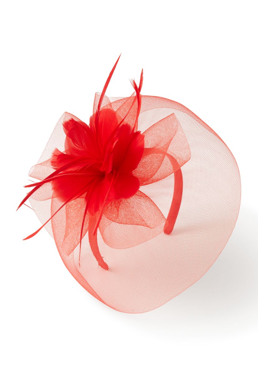 Bellisima Feather Flower Net Fascinator Headband | Belk display picture 1