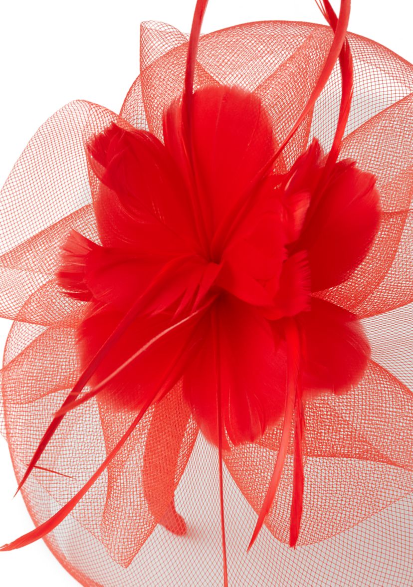 Bellisima Feather Flower Net Fascinator Headband | Belk display picture 3