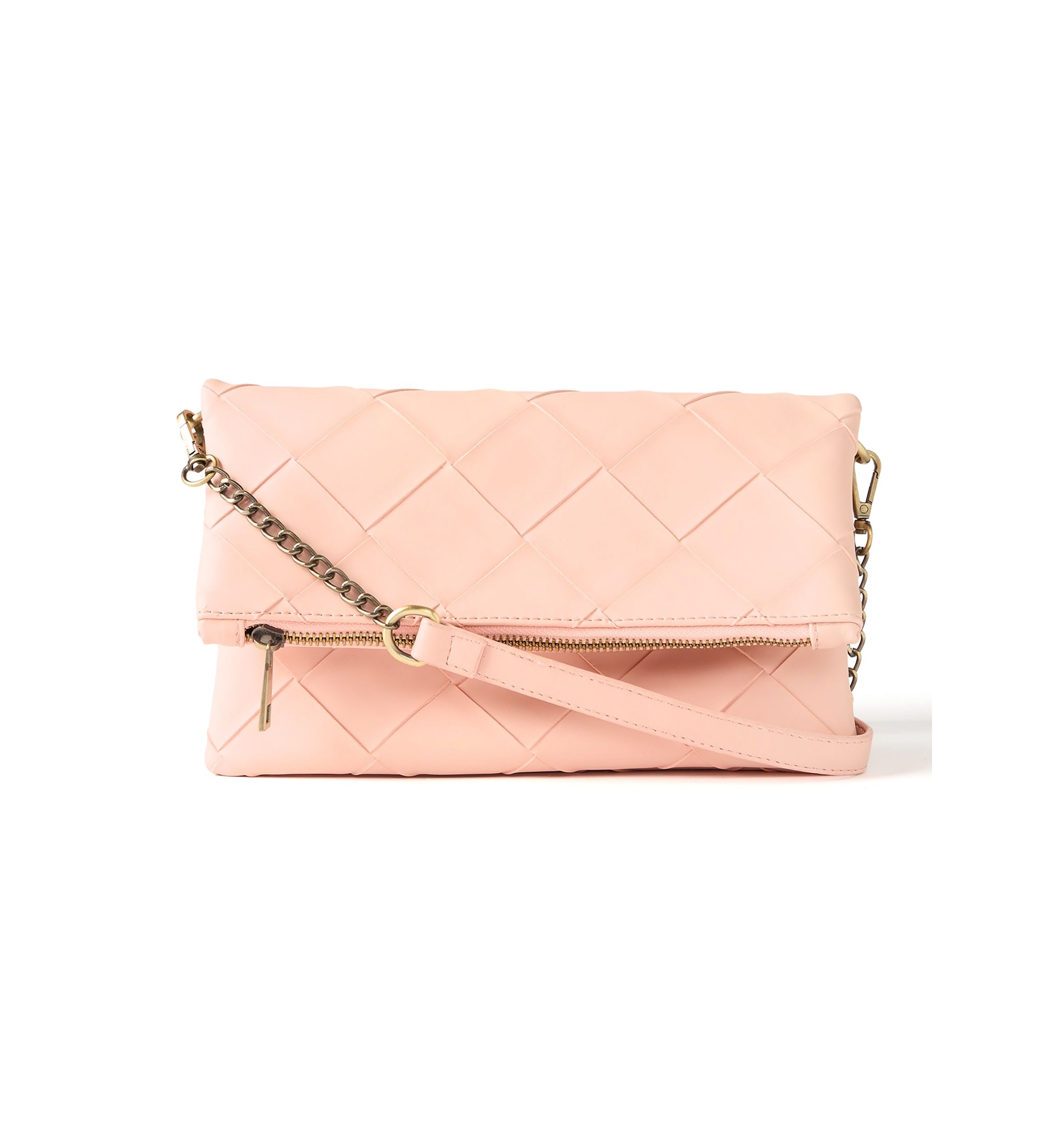 Faux Woven Clutch Crossbody Bag