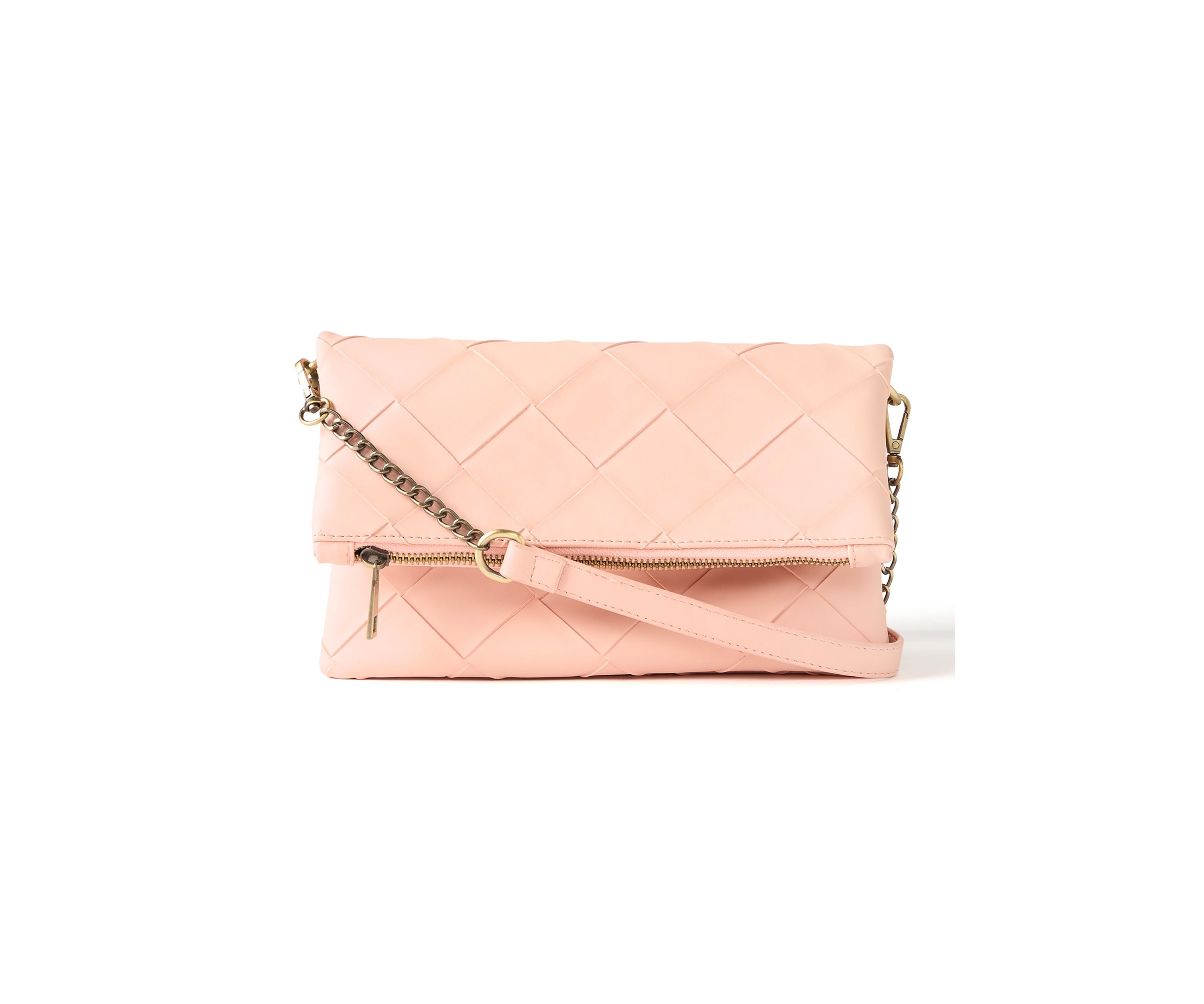 Faux Woven Clutch Crossbody Bag