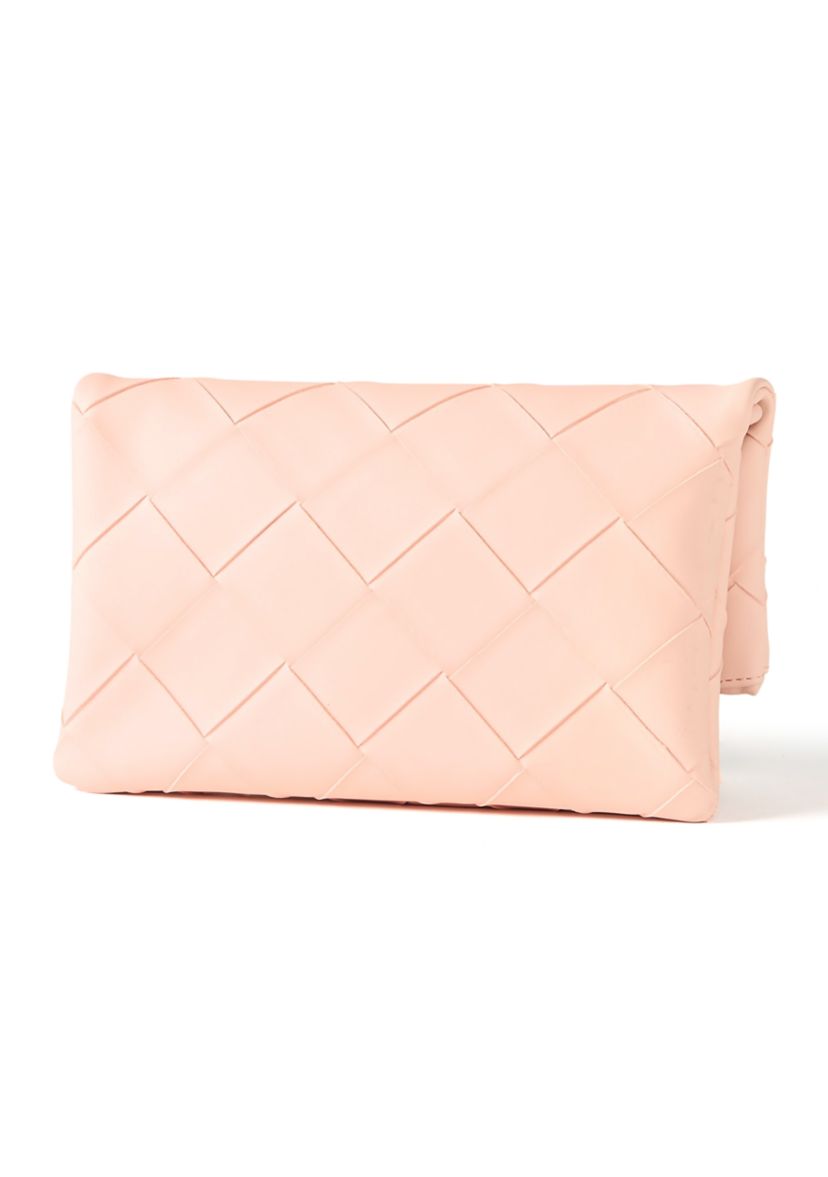 Faux Woven Clutch Crossbody Bag