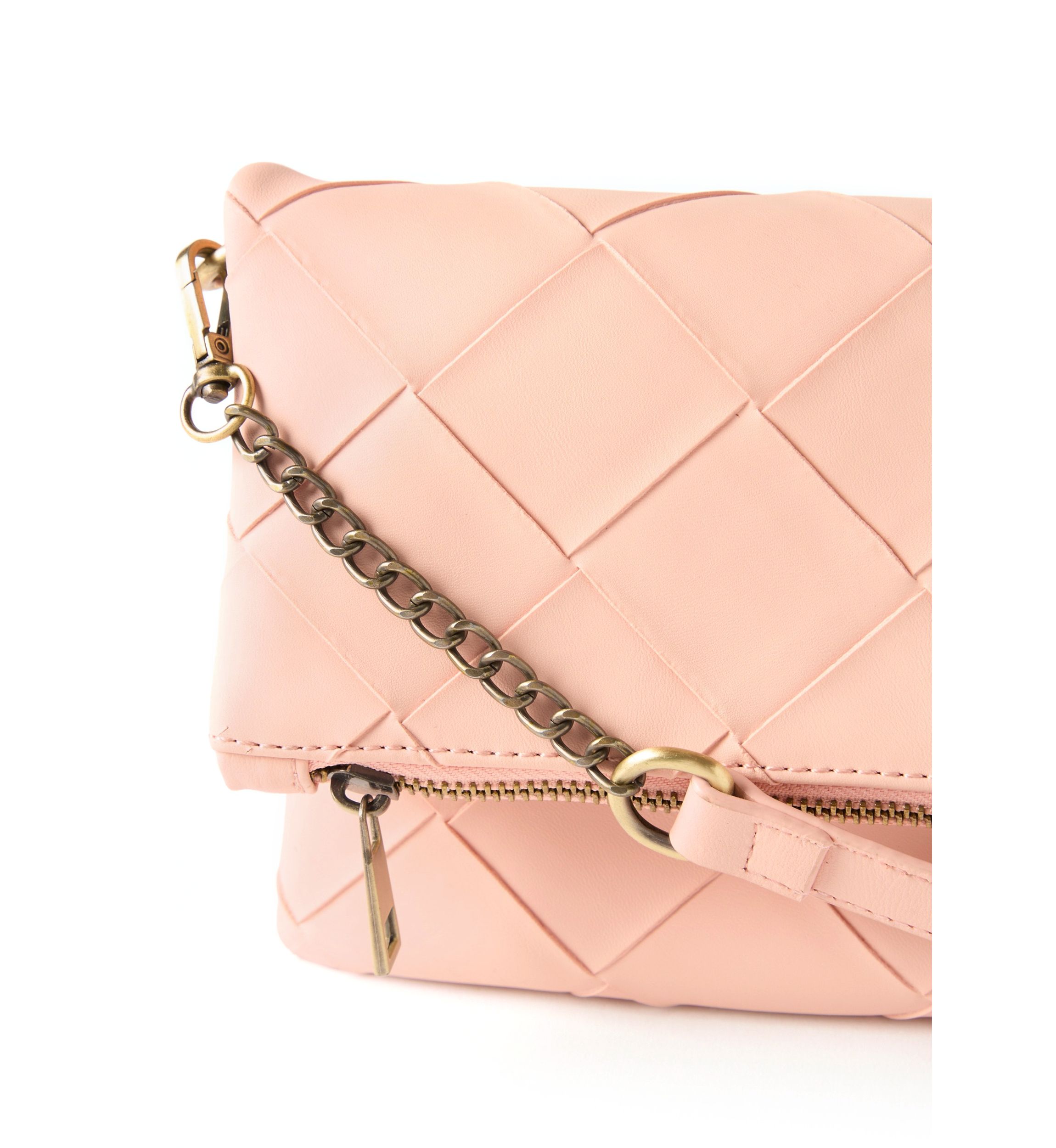 Faux Woven Clutch Crossbody Bag