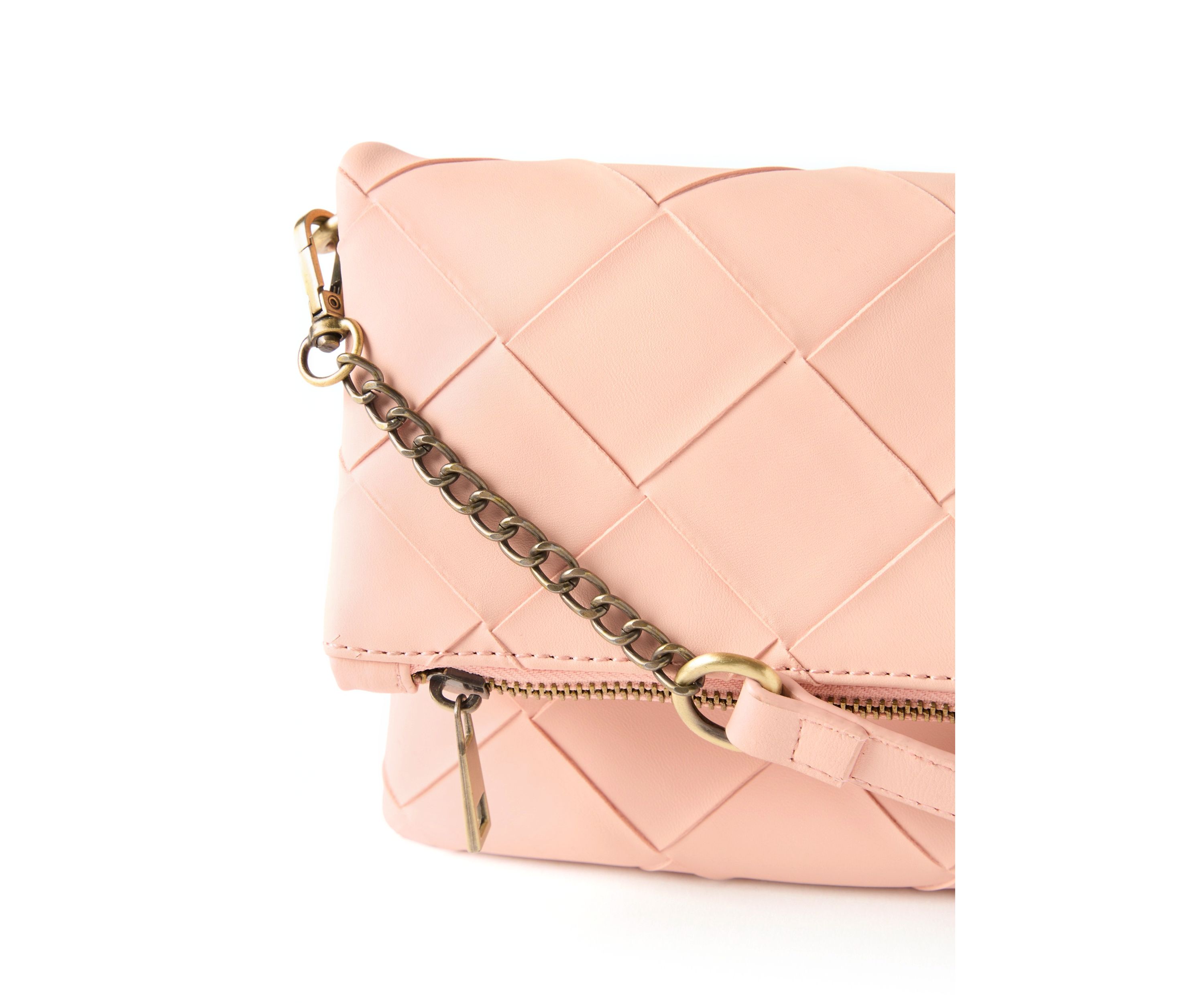 Faux Woven Clutch Crossbody Bag