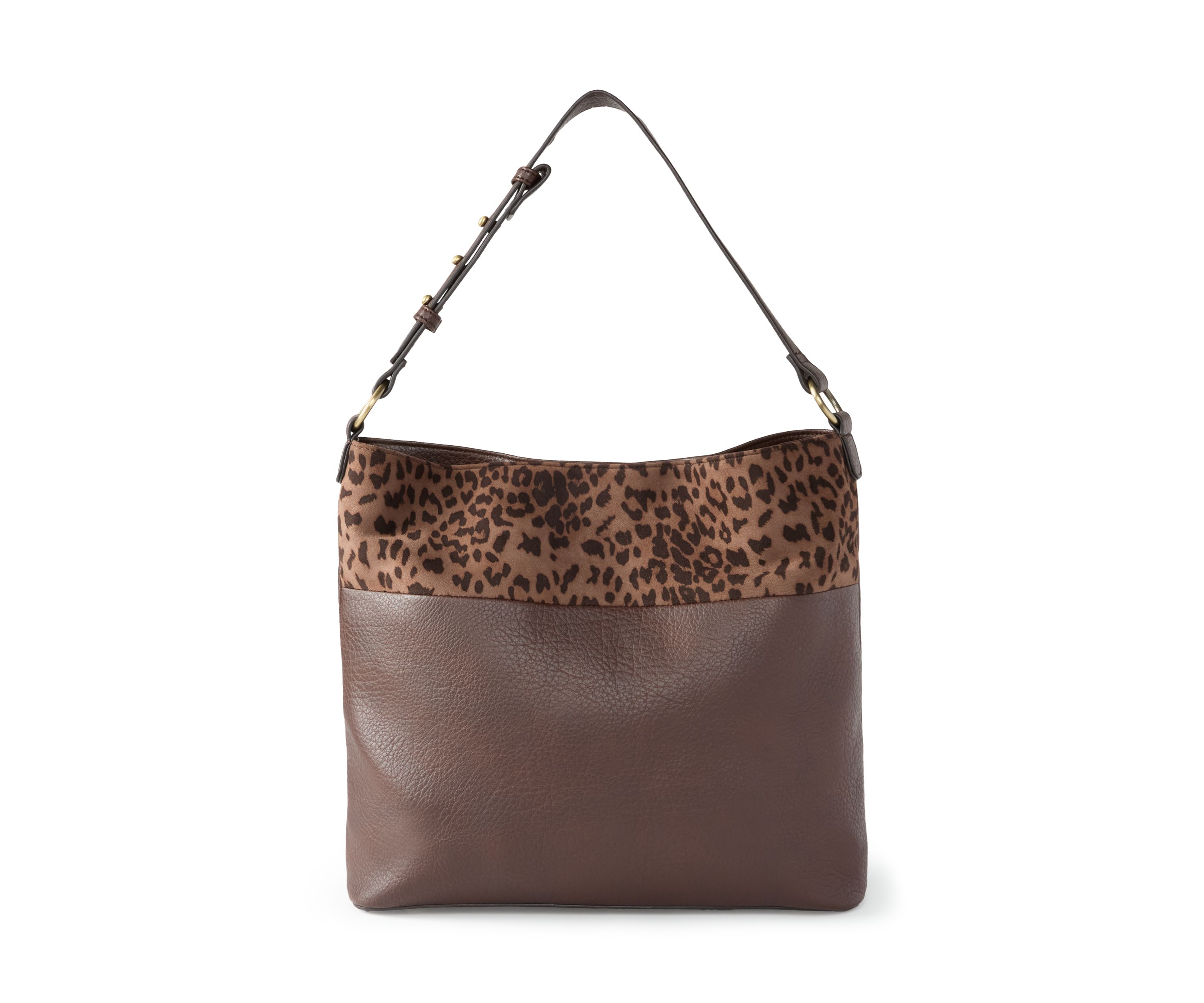 Hobo Bag with Leopard Suede Panel 