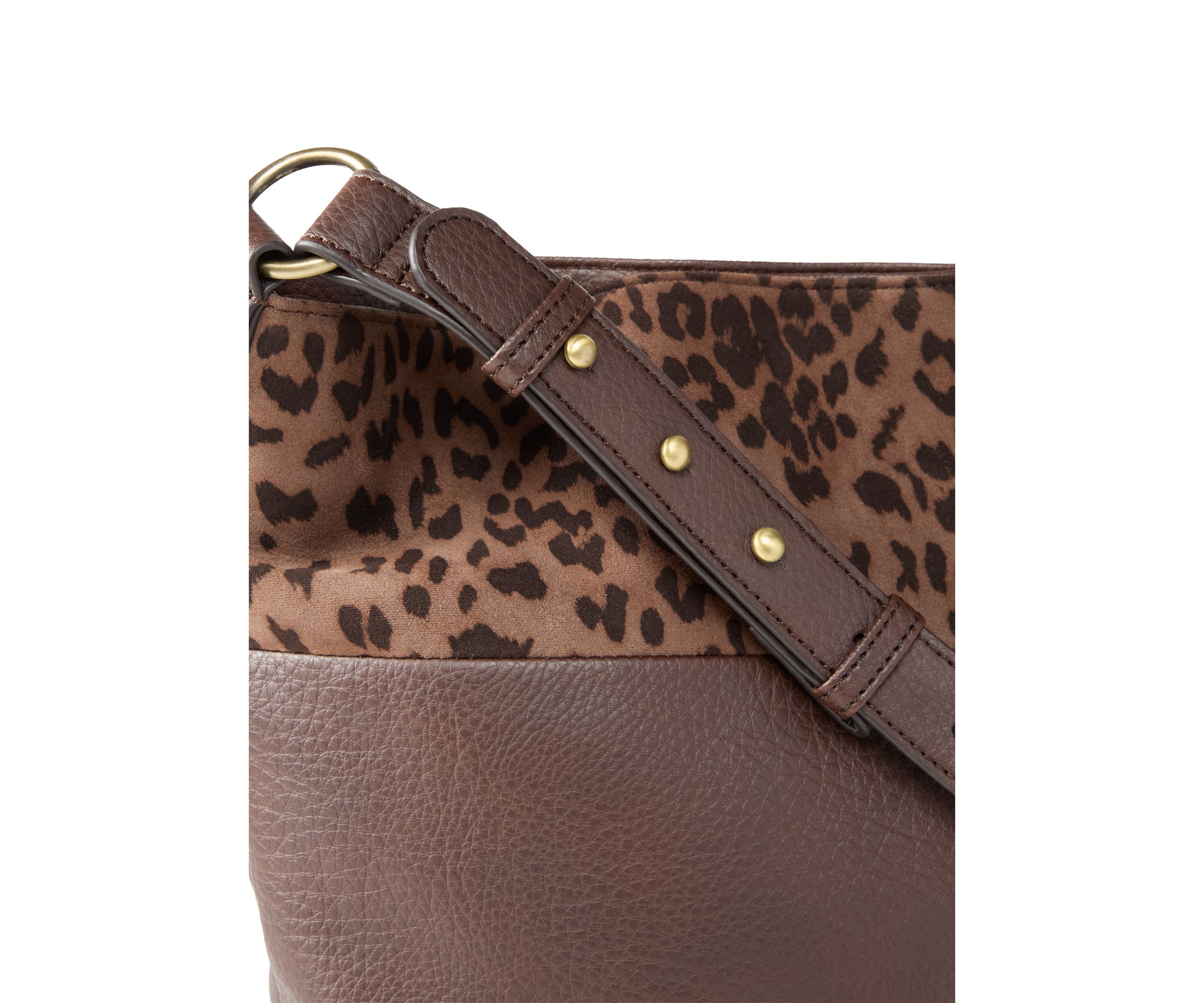 Hobo Bag with Leopard Suede Panel 