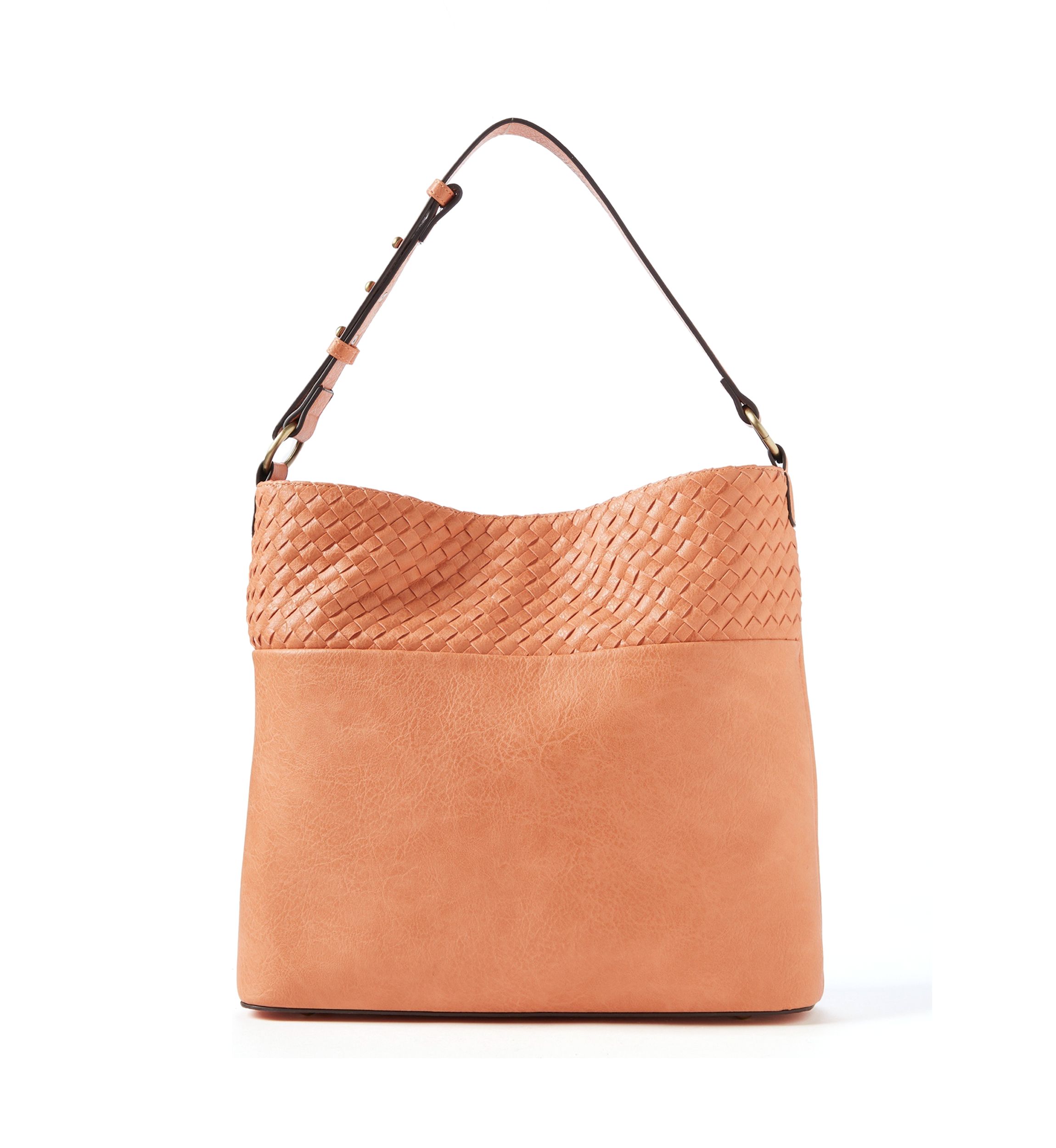 Woven Contrast Hobo Bag