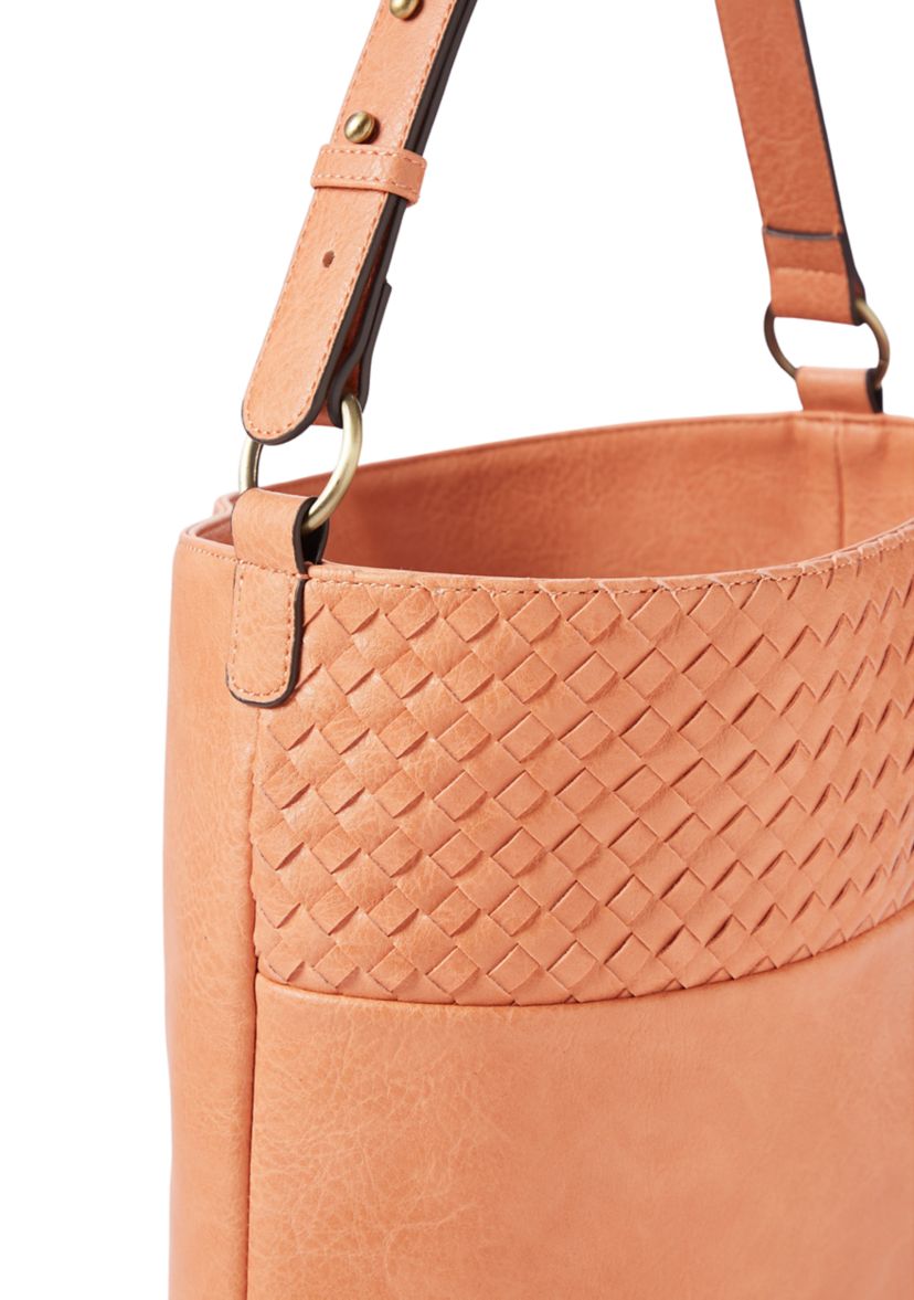 Woven Contrast Hobo Bag