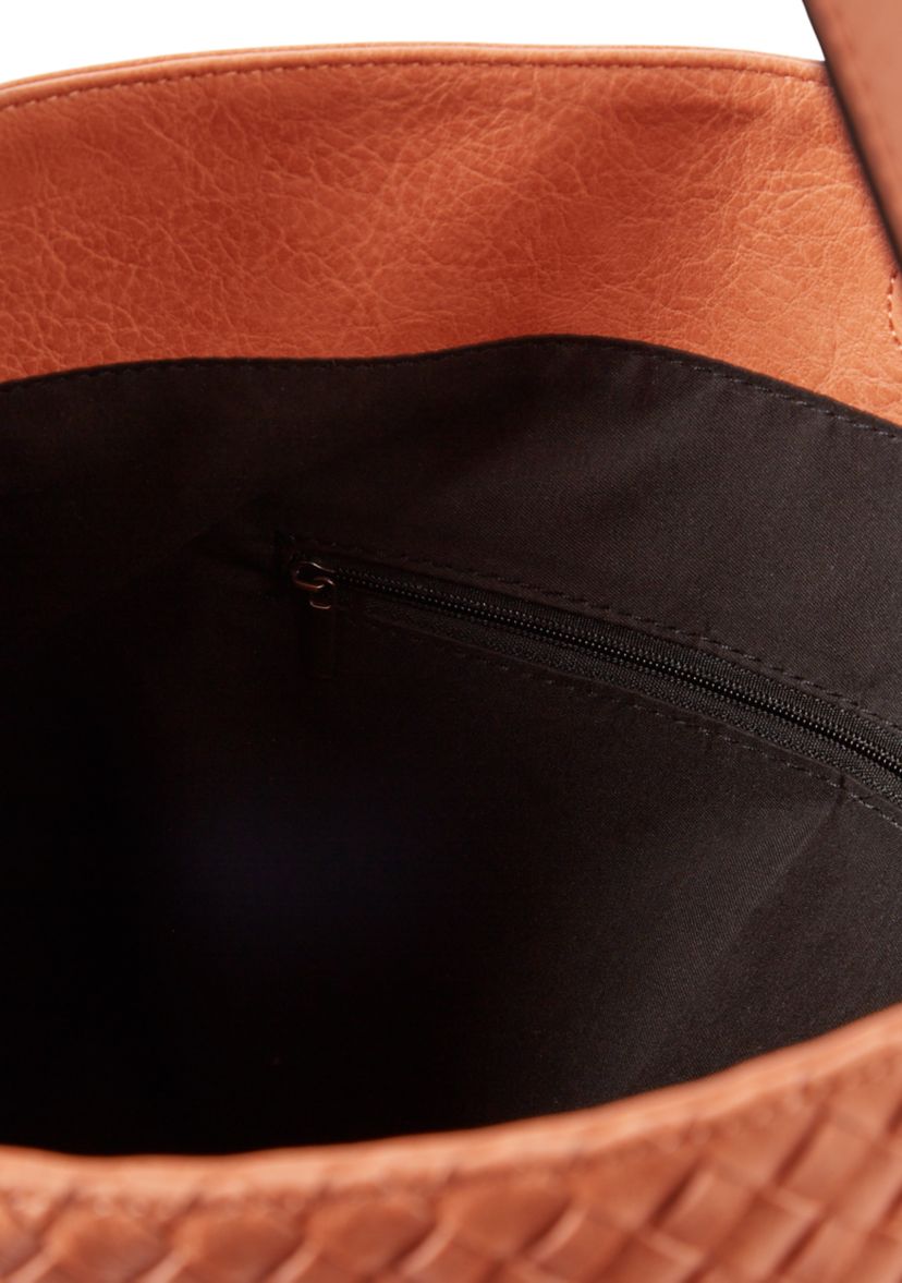 Woven Contrast Hobo Bag